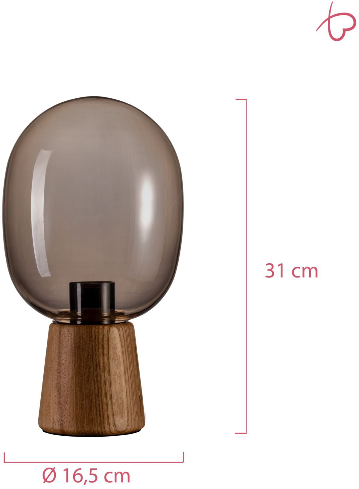 Pauleen Tischleuchte »Mystical Gleam«, 1 flammig, Leuchtmittel E27 | ohne Leuchtmittel, E27, max. 20W E27, Rauchglas/Holz, 230V