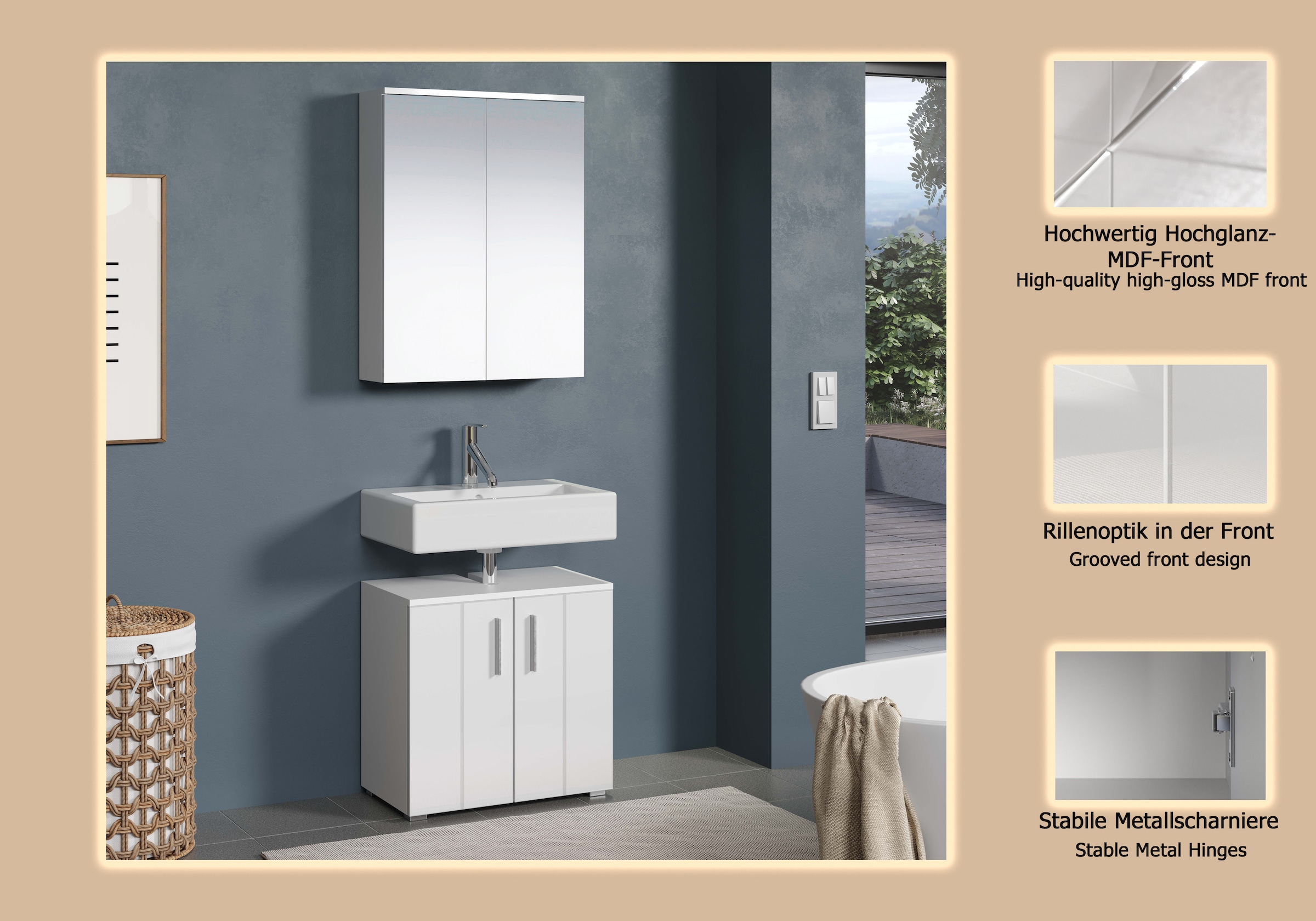 welltime Badmöbel-Set »Prag« Set, 2 Stk. tlg.