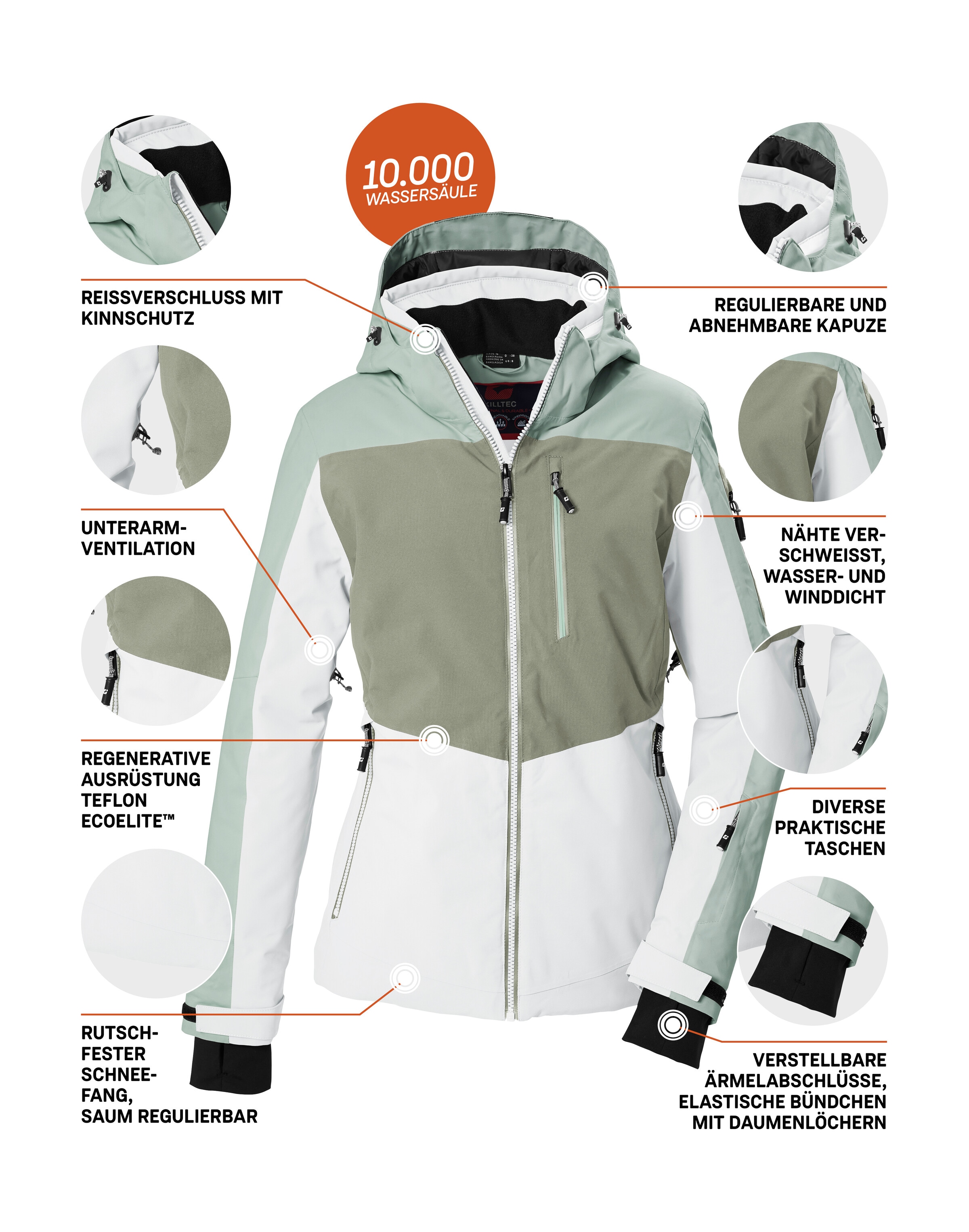 Killtec Skijacke »KSW 121 WMN SKI JCKT« Damen Skijacke: wasserdicht, atmungsaktiv, verschweißte Nähte