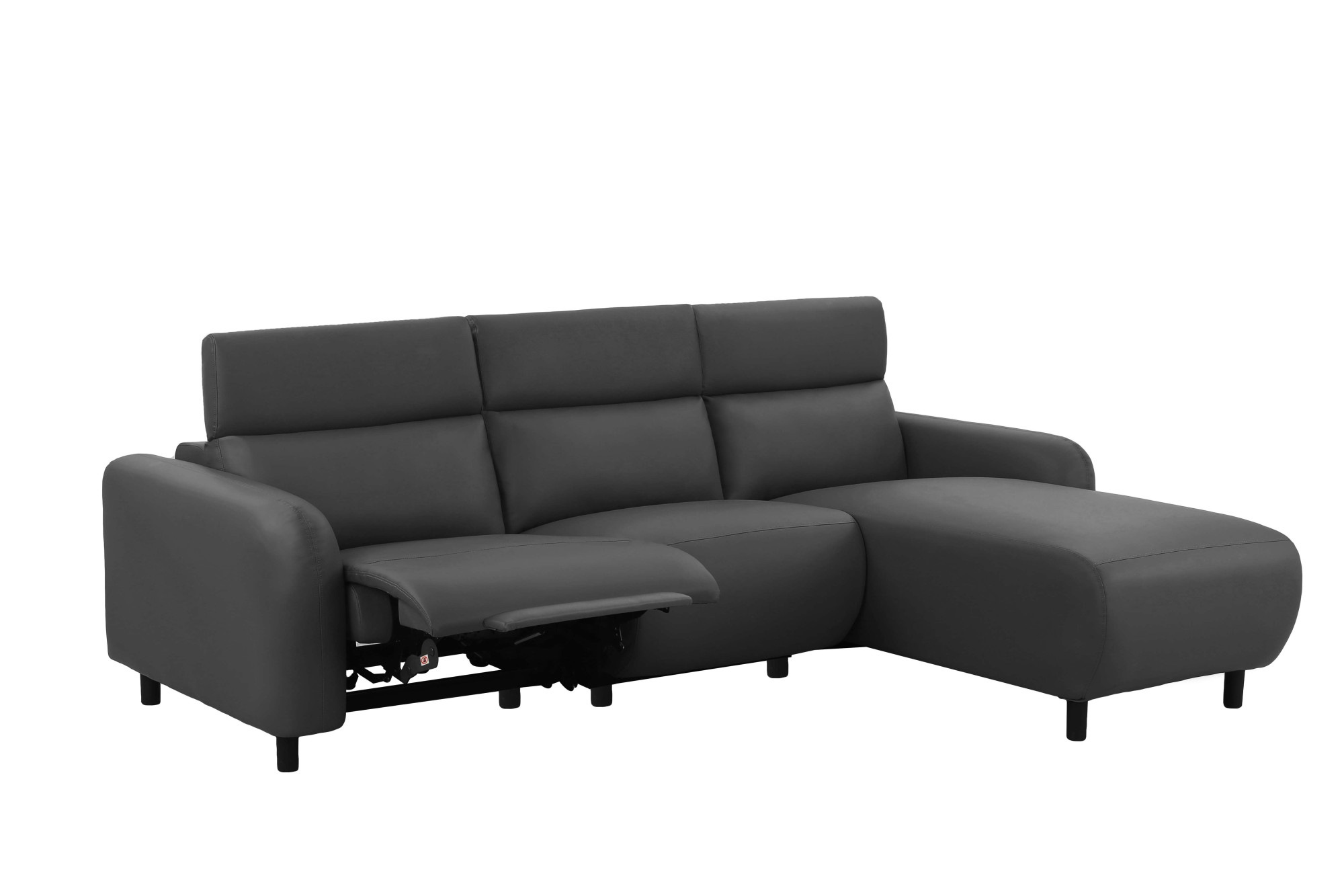 Home affaire Ecksofa »SKAANE Lederoptik, L-Form, 274 cm, manuelle u. elektrische Funktion,«, rundes Design, Kopfteilverstellung, Federkernpolsterung
