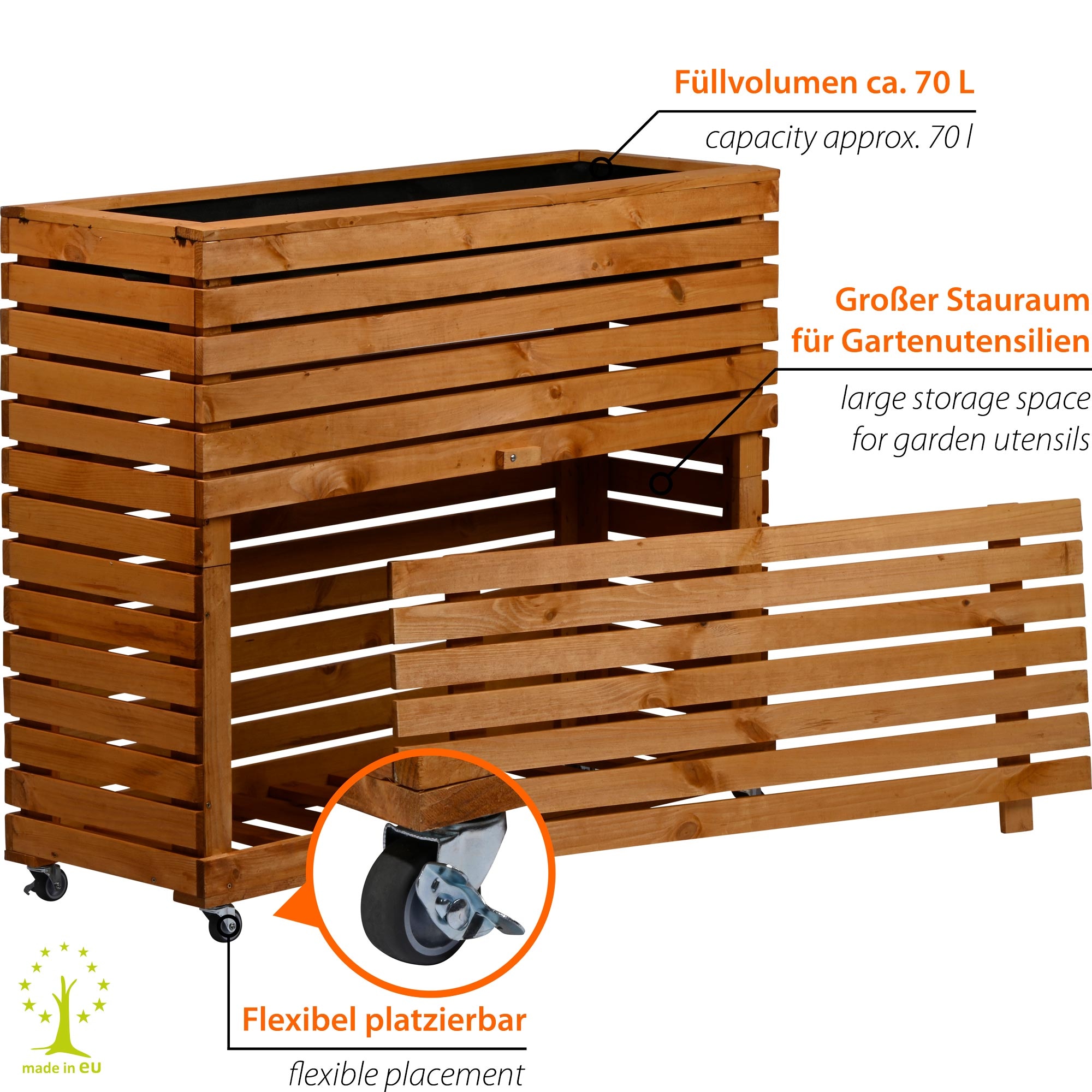dobar Hochbeet »"Rolla" Gr. XL, Braun« ca. 92 x 32,5 x 78 cm (L x B x H) groß und ca. 14,6 kg