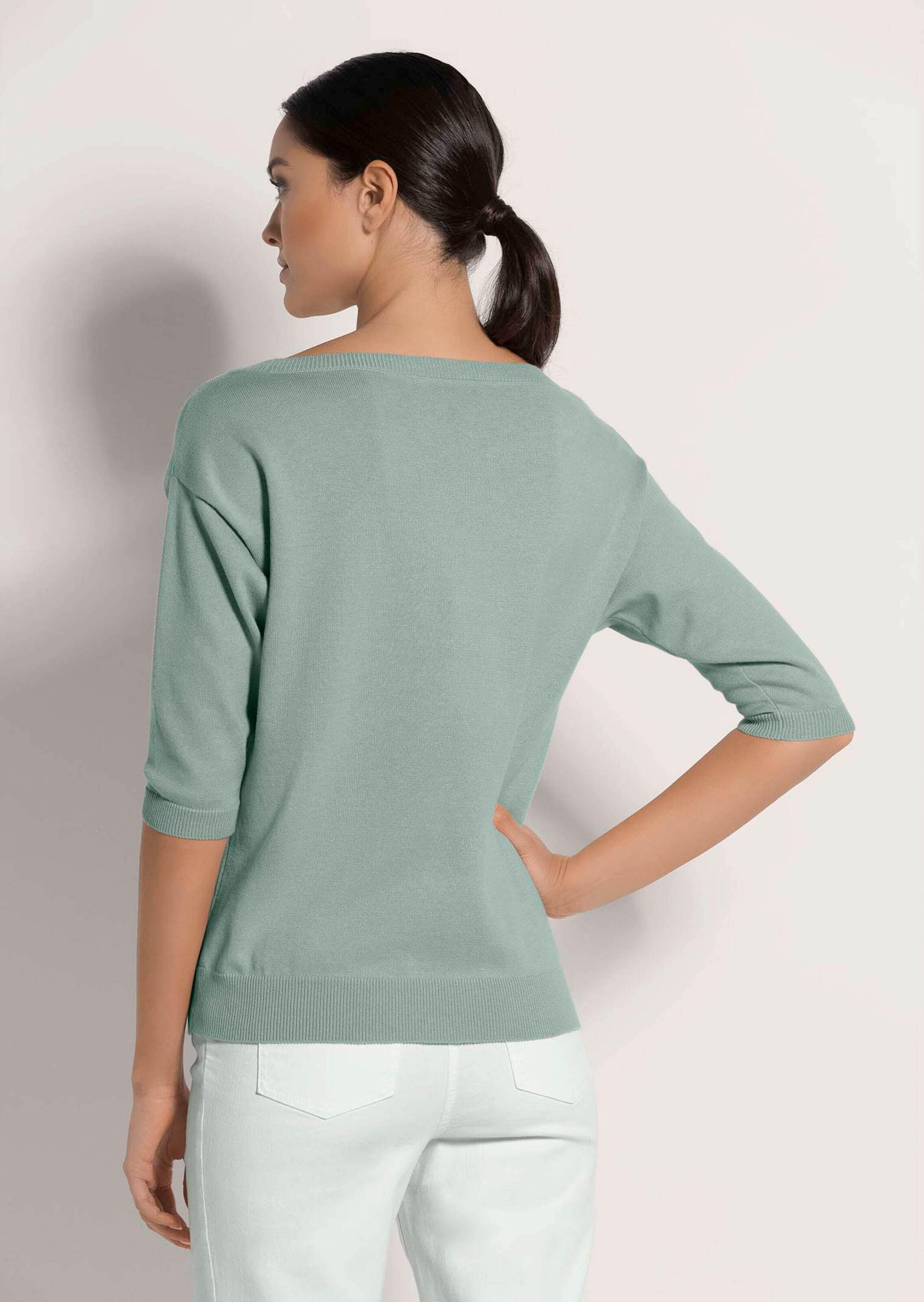 MADELEINE Longpullover »Strickpullover Sommerlicher Baumwollpullover mit 3/4-Ärmeln« Legere Kurzform