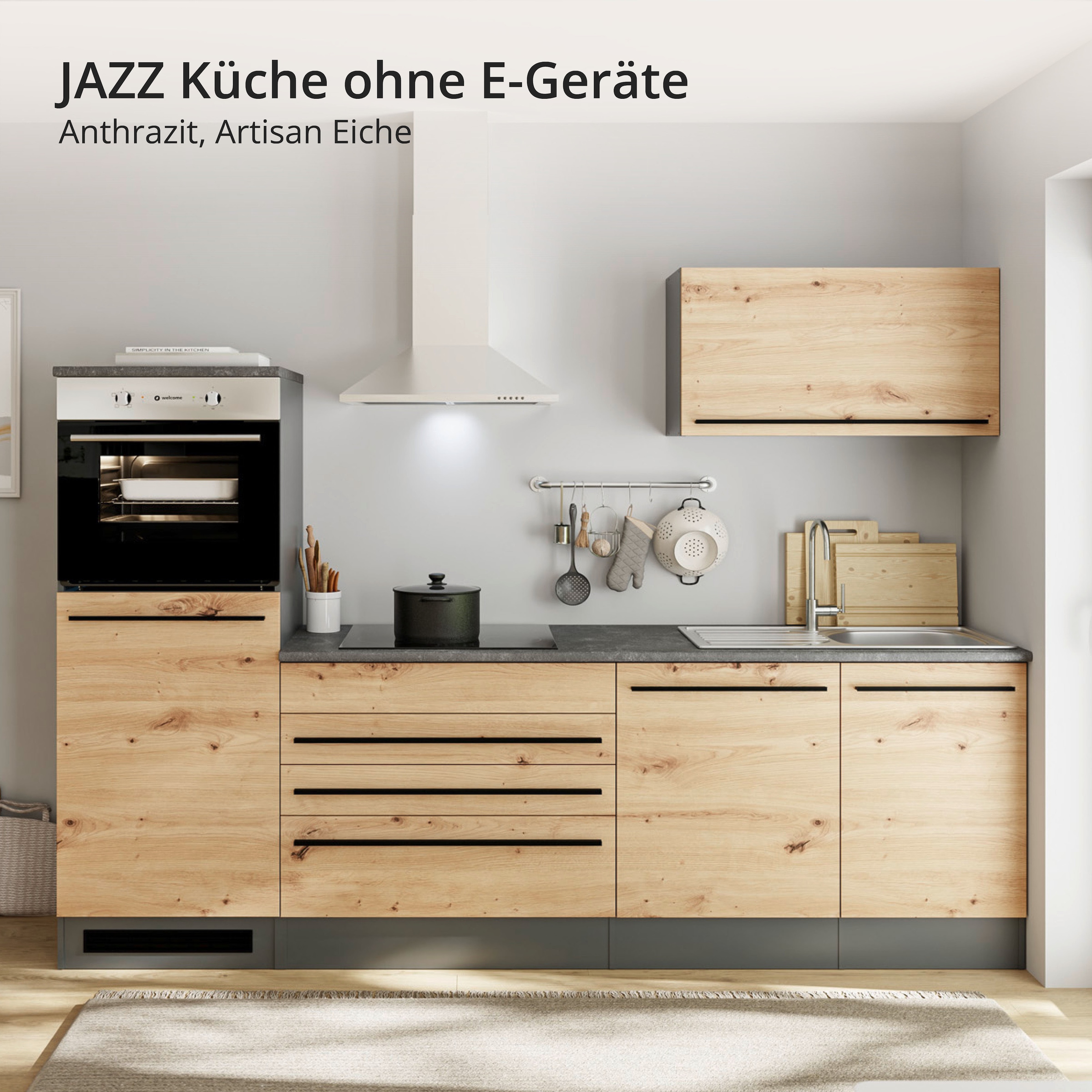 BASIC by Balculina Küchenzeile »Jazz« Breite 260 cm, wahlweise mit E-Geräten