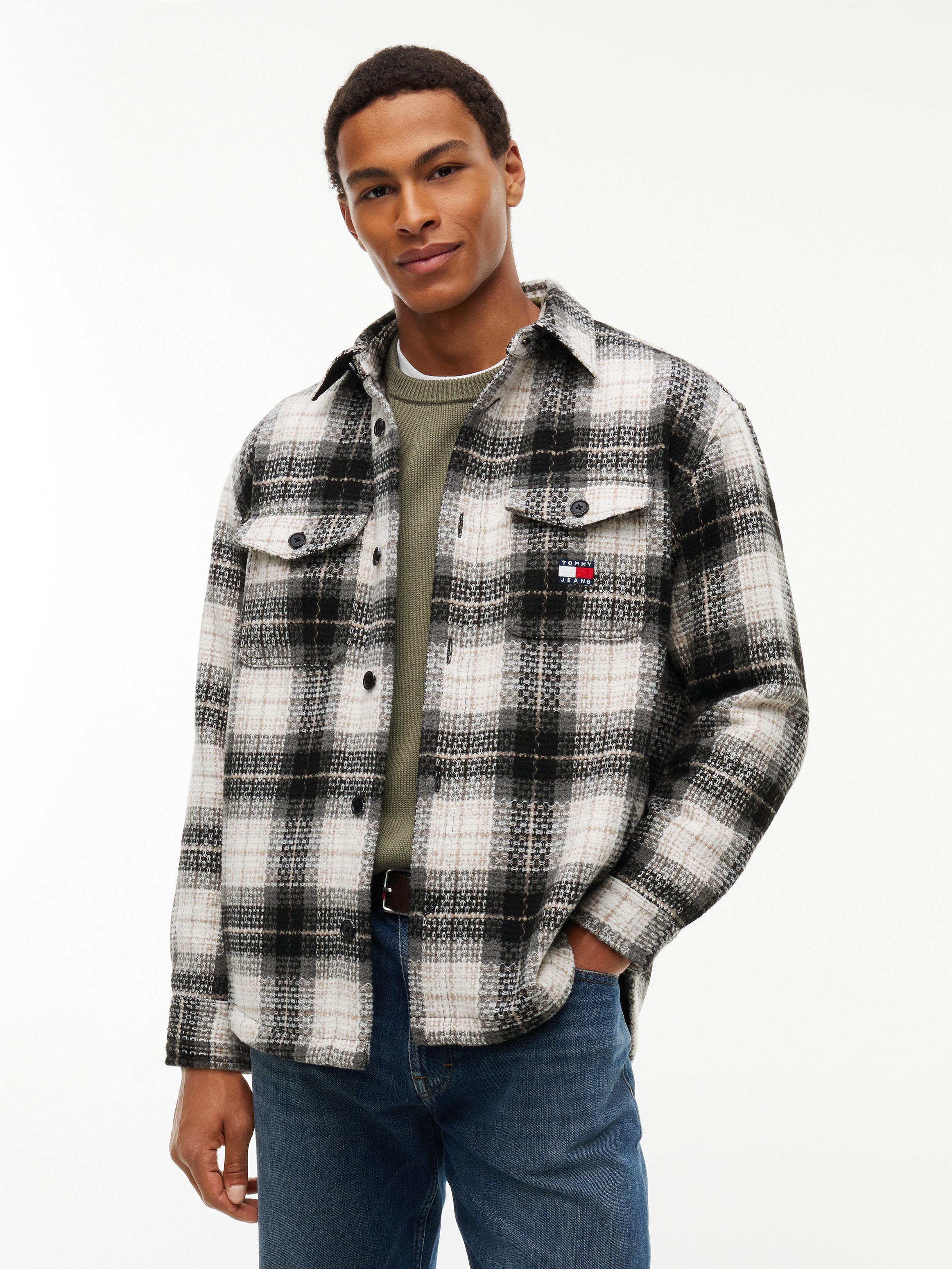 Tommy Jeans Hemdjacke »CHECK OVERSHIRT« ohne Kapuze Regular fit mit Karomuster