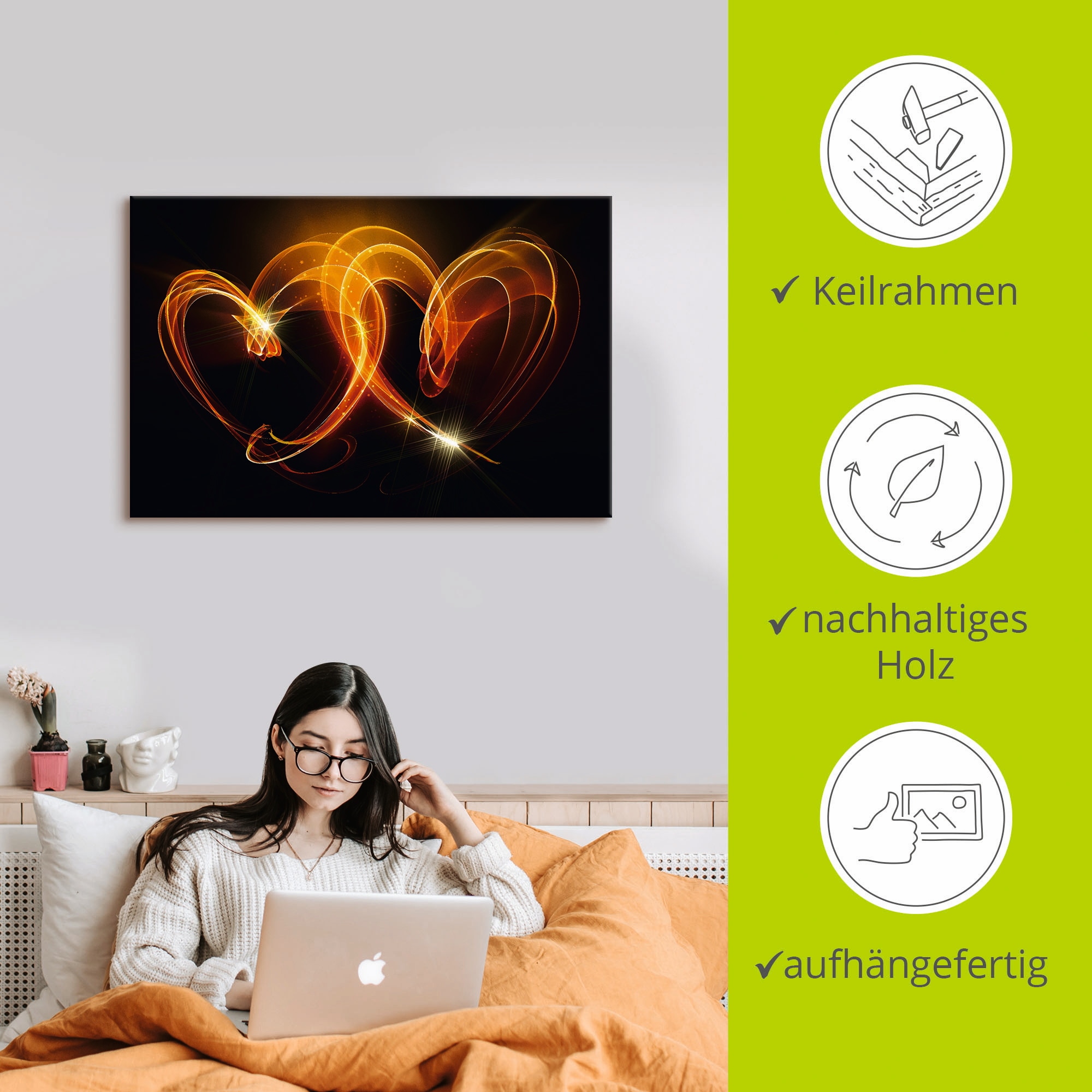 Artland Wandbild »Verbundenheit«, Herzen, (1 St.), als Alubild, Outdoorbild, Leinwandbild, Poster, Wandaufkleber