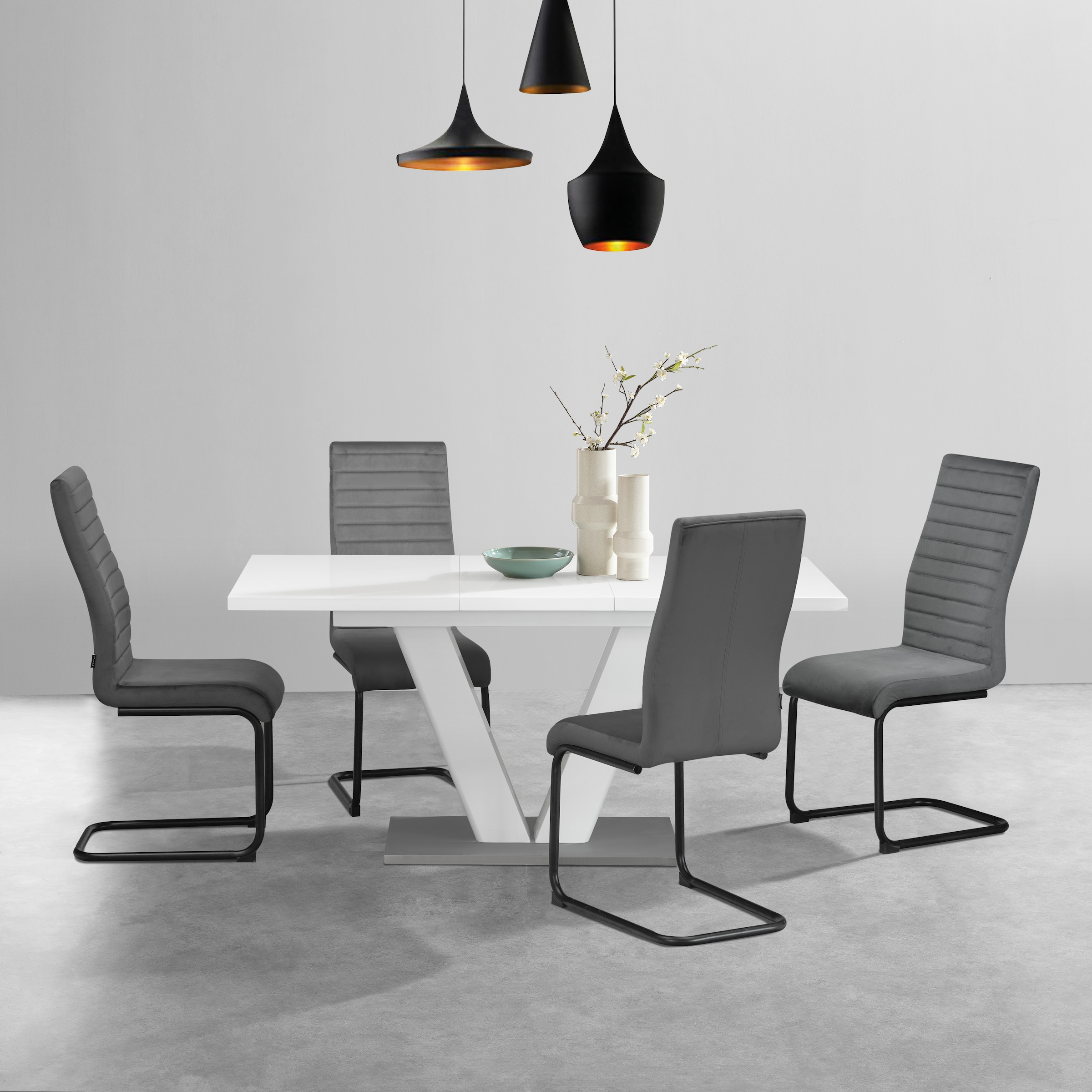 Home affaire Esstisch »Elbach«, Hochglanz weiß, Ausziehtisch 120-160 cm, Esszimmer