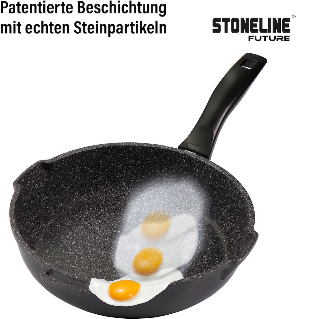 STONELINE Topf-Set »Future«, Aluminiumguss, (Set, 8 tlg., Kochtopf 20/24, Stieltopf 18 cm, Schmorpfanne 20/24 cm), Induktion