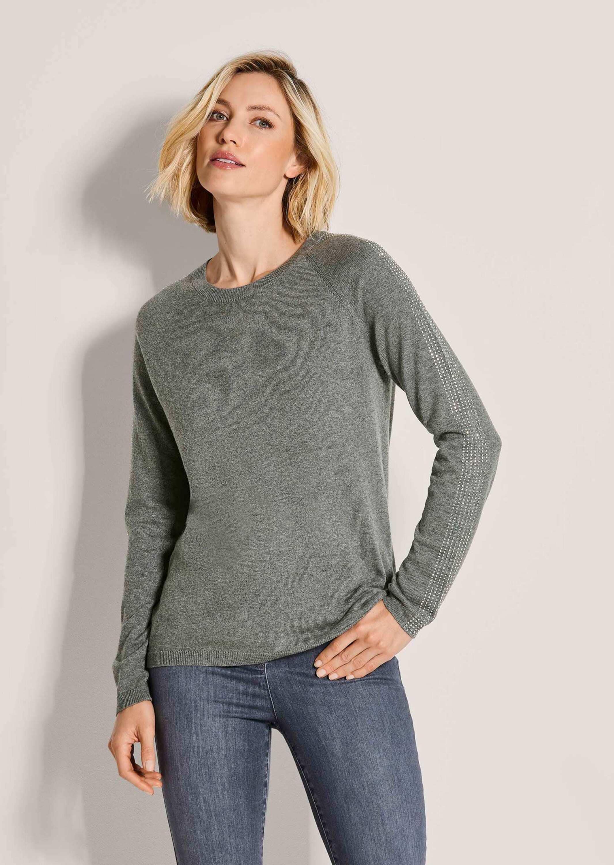 MADELEINE Longpullover »Kaschmirpullover Langarmshirt mit Strassdetails« Strassbesatz