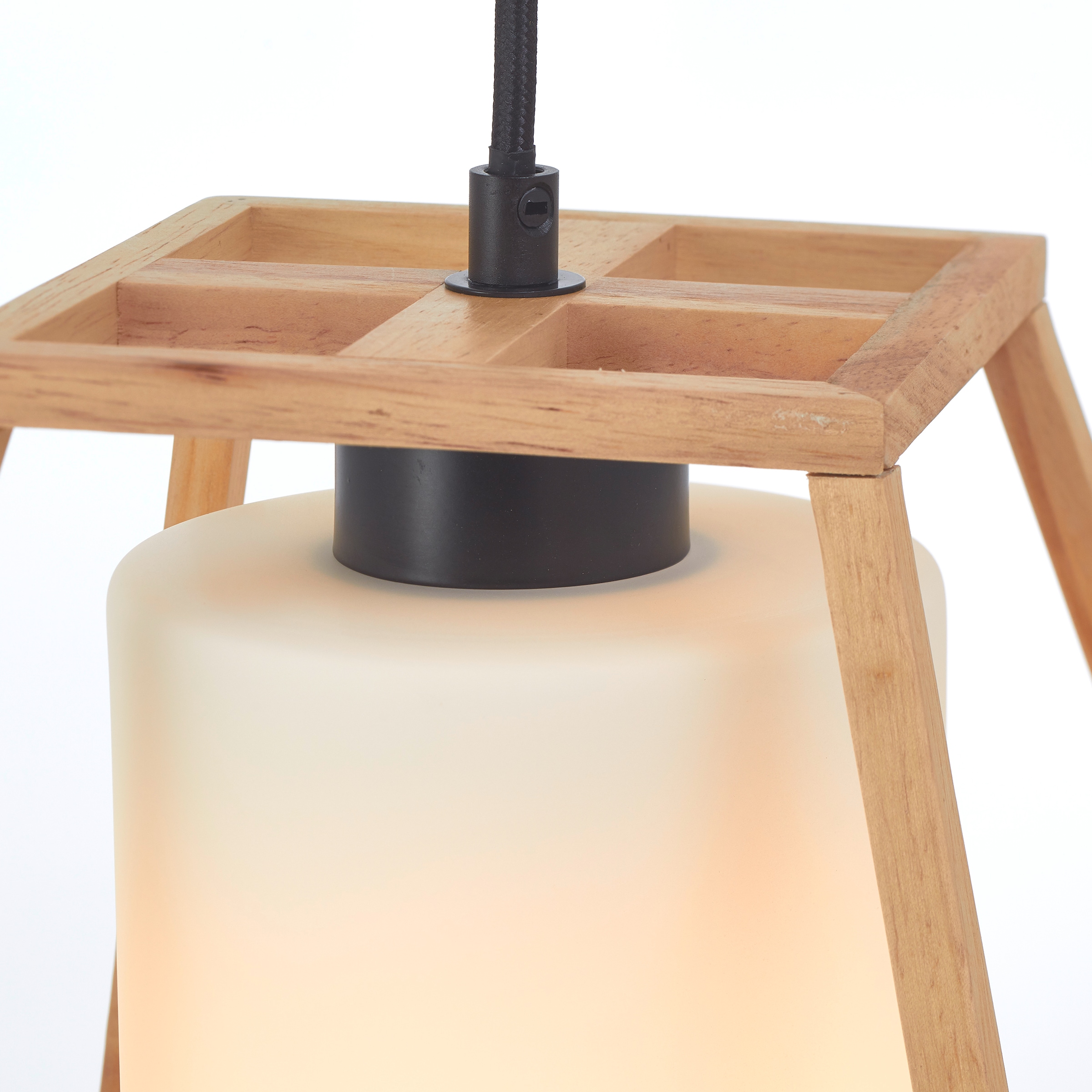 Brilliant Pendelleuchte »Giseh«, 1 flammig, Leuchtmittel E27 | ohne Leuchtmittel, 23 x 23 x 120 cm, E27, kürzbar, Holz/Glas, natur/weiß