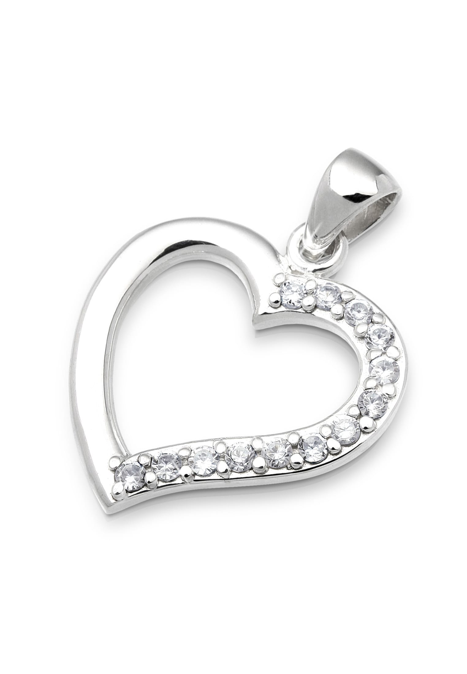 Elli Silberkette »Halskette Herz Zirkonia Weiß 925 Sterling Silber«