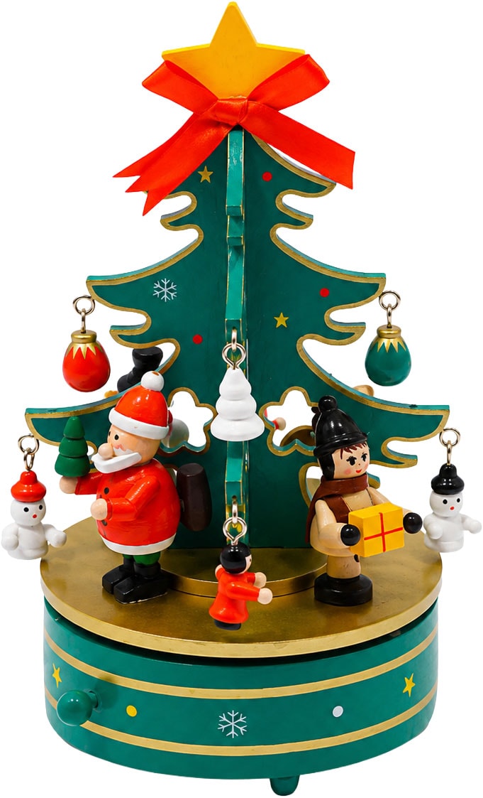 OTTO home Spieluhr »Weihnachtsbaum festlich« Weihnachtsbaum aus Holz , Aufziehschlüssel, extra Anhänger, Melodie
