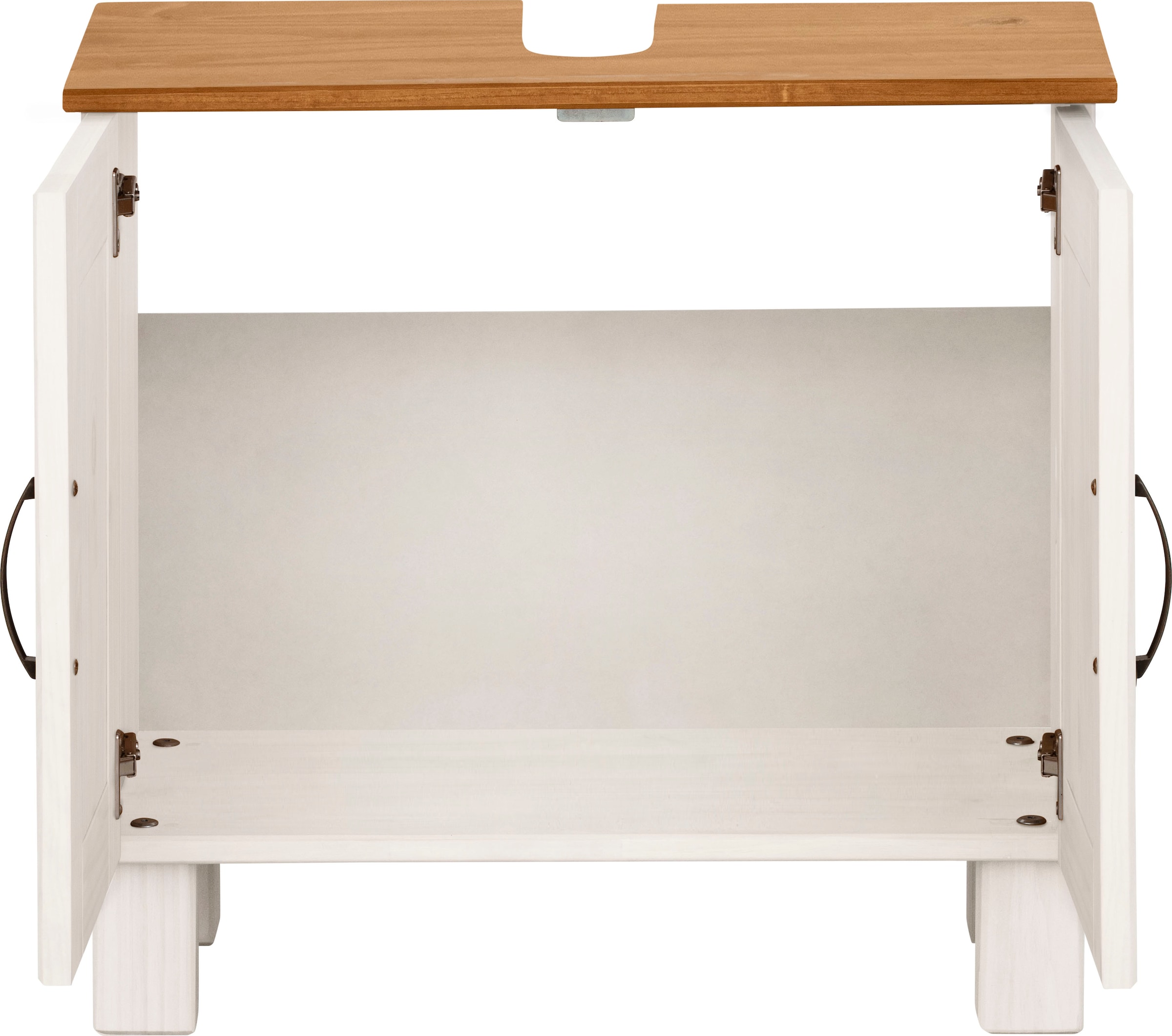 Home affaire Waschbeckenunterschrank »Rodby«, FSC®-zertifiziertes Massivholz, Griffe Metall, Breite 60cm, Höhe 55cm