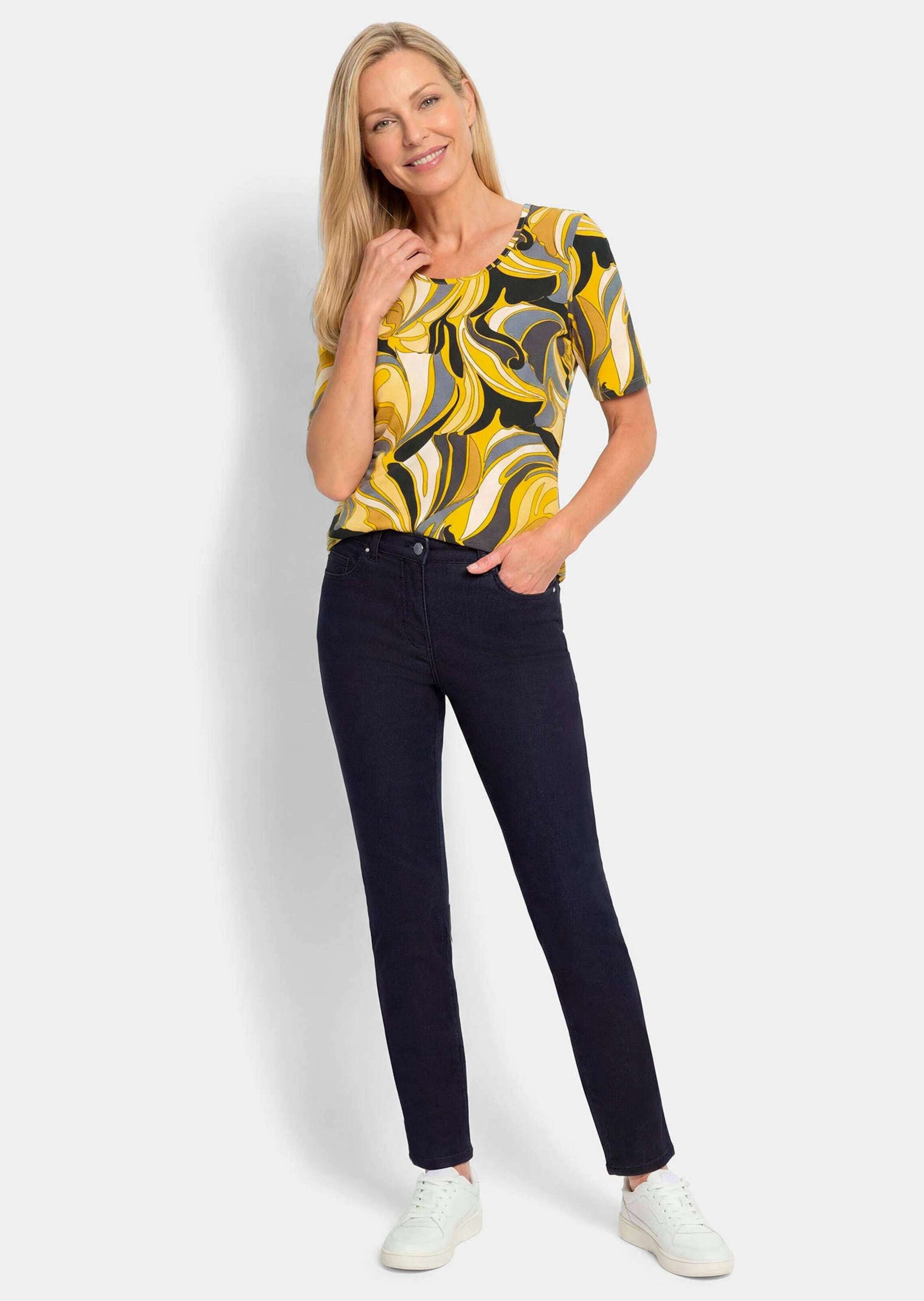 GOLDNER Kurzarmshirt »Shirt mit hübschem Ornament-Muster« stretchbequemer Viskosejersey