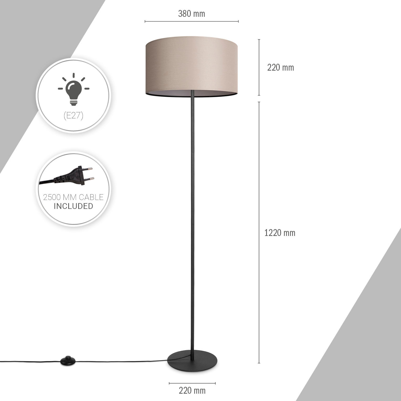 Paco Home Stehlampe »Uni flammig-flammig, 1 Stehleuchte E27 Modern LED im Schlafzimmer, OTTO Online Deko Color«, Shop Wohnzimmer Einbeinig