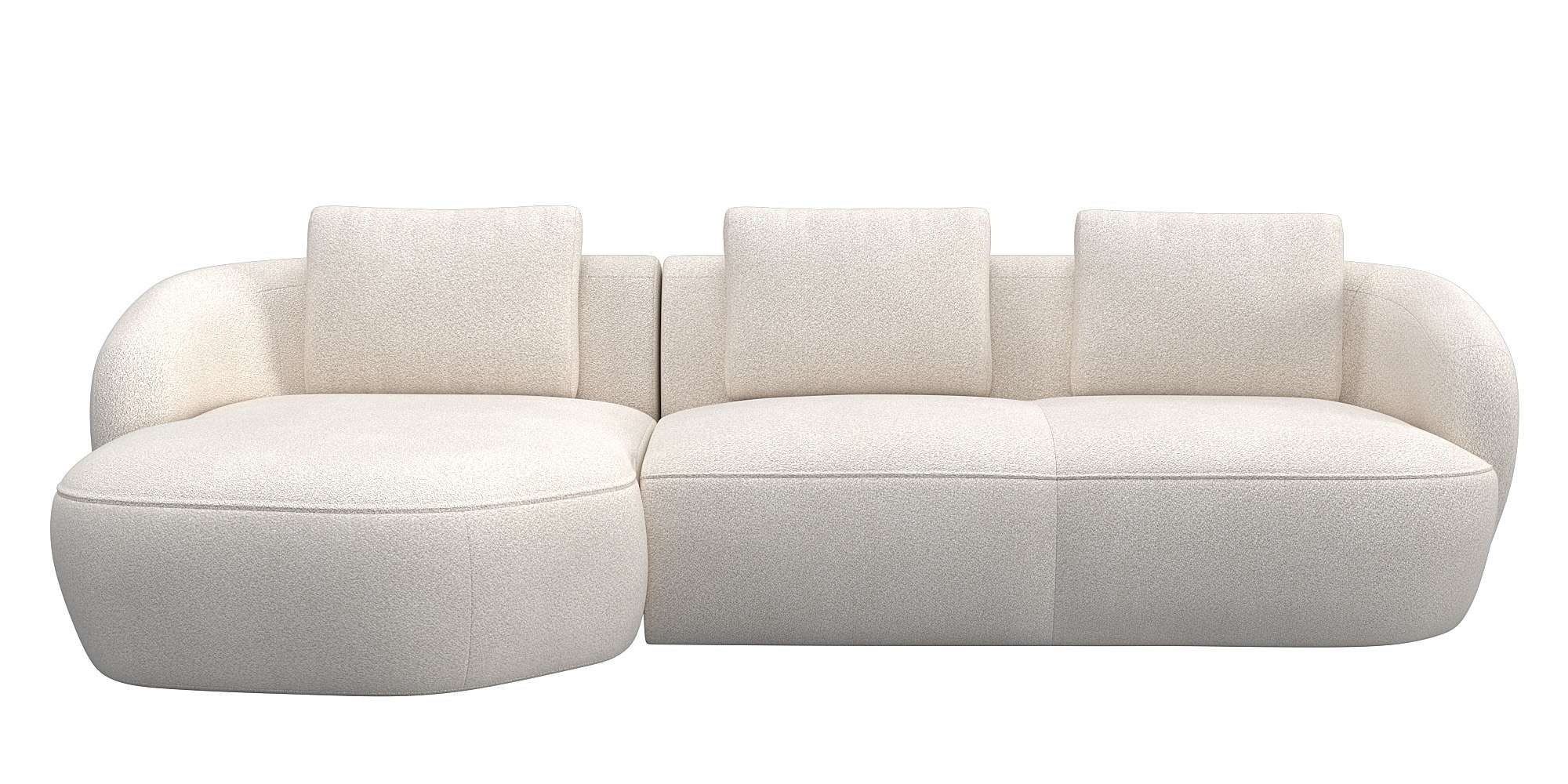 FLEXLUX Wohnlandschaft »Torino, rund, L-Form, Sofa-Ecke mit Recamiere, Longchair-Sofa«, Modernes, organisches Sofa-Design, Kaltschaum, Wellenunterfederung