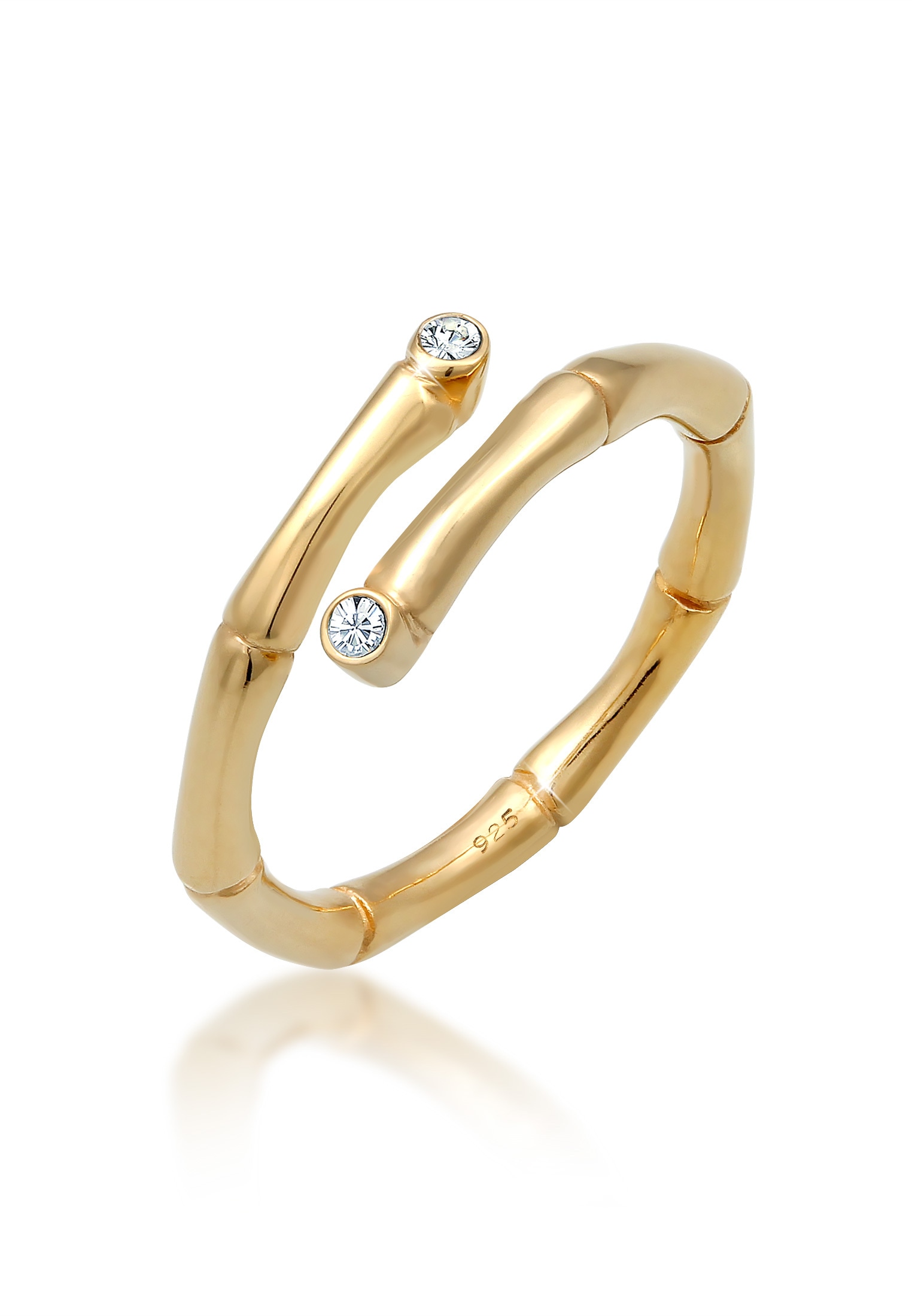 Elli Fingerring »Bambus Kristalle offen 925 Silber«