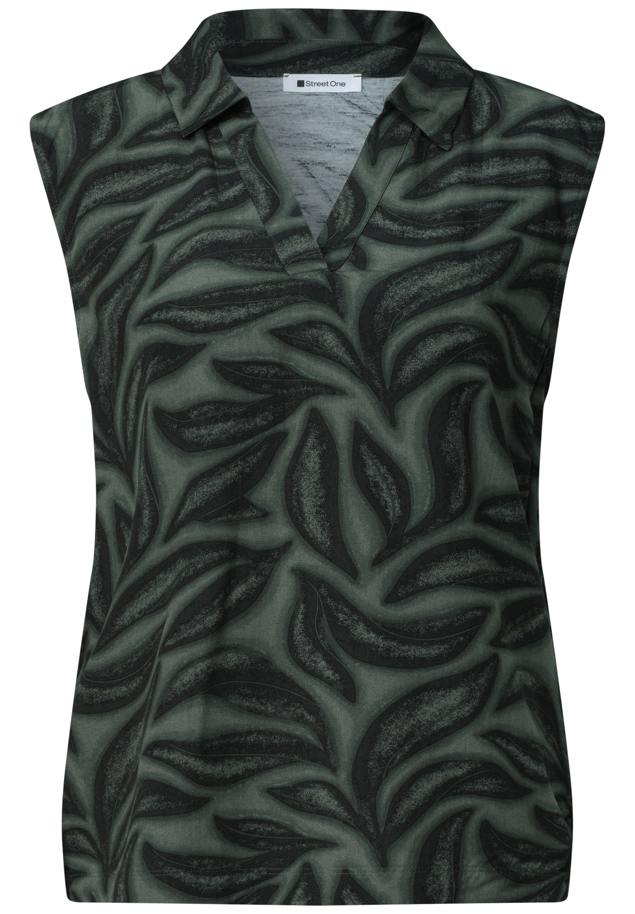 STREET ONE Shirttop Sommertop mit Kragen und floralem Allover-Print
