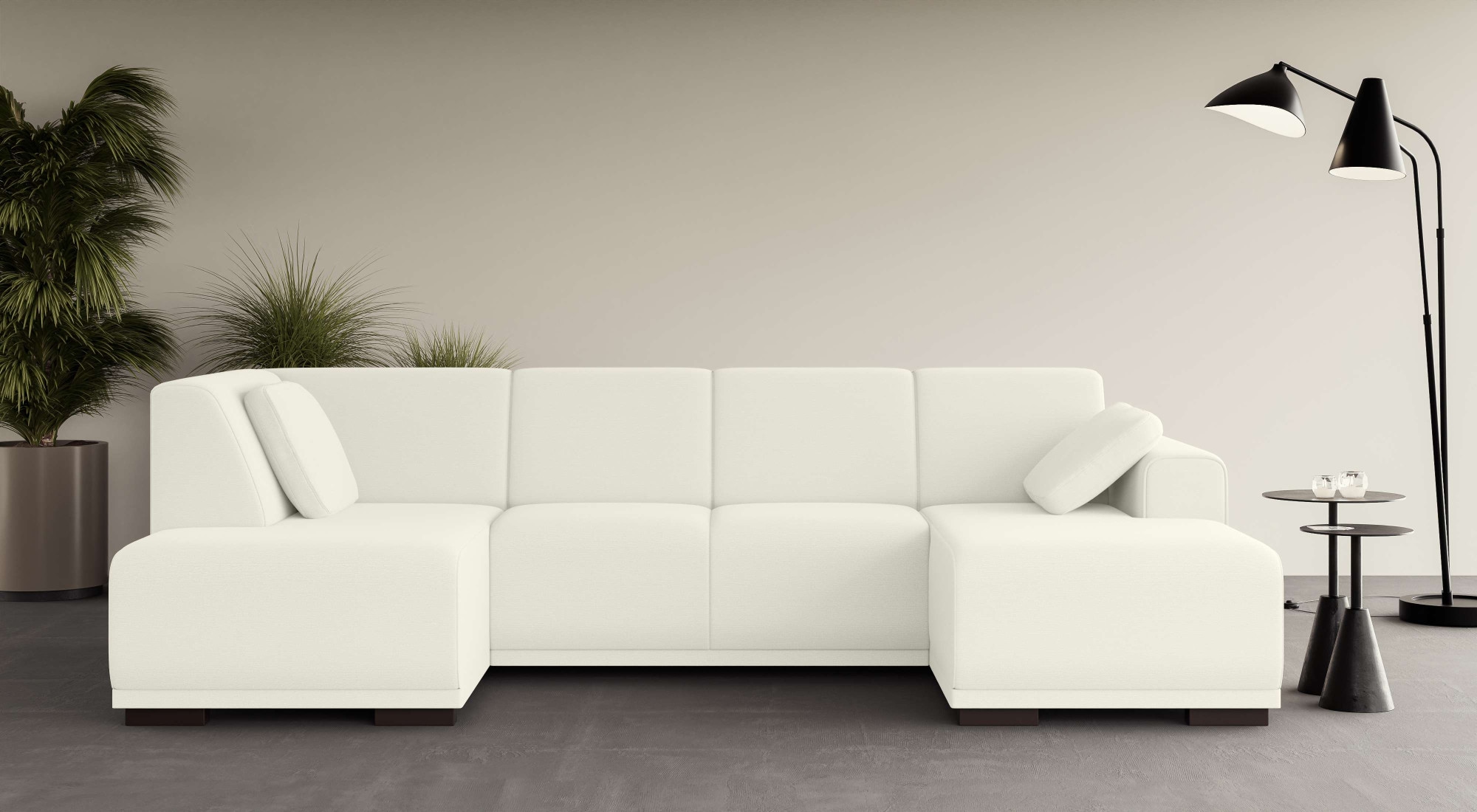 Home affaire Wohnlandschaft »BORNHOLM U-Form mit Recamiere rechts/links, B/T/H: 300/162/85 cm«, U-Form mit Wellenunterfederung, Recamiere rechts oder links bestellbar