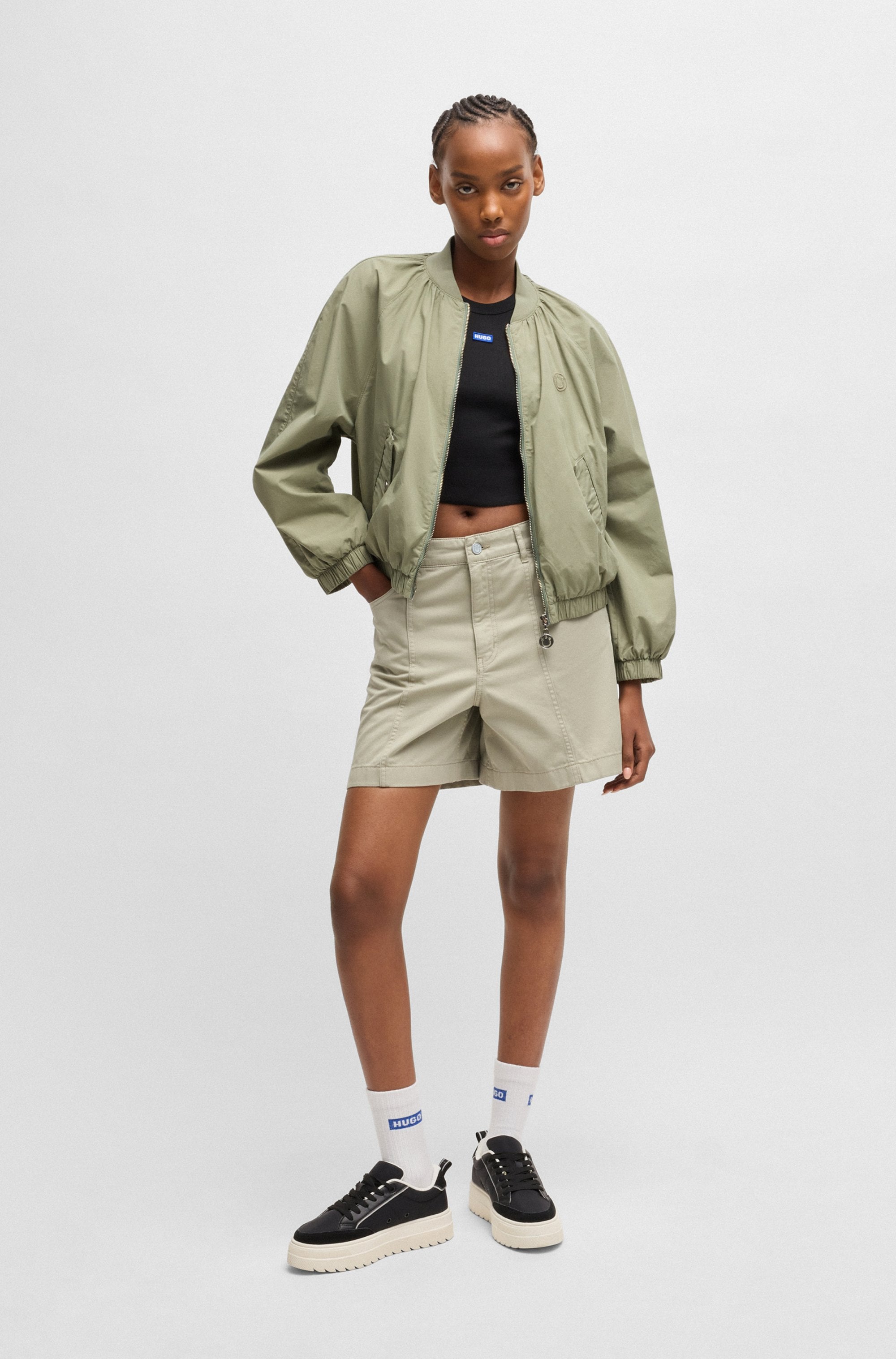 HUGO Blue Kurzblazer »Asata-1-D_B«, mit Raglanärmeln Bomberjacke Bomber