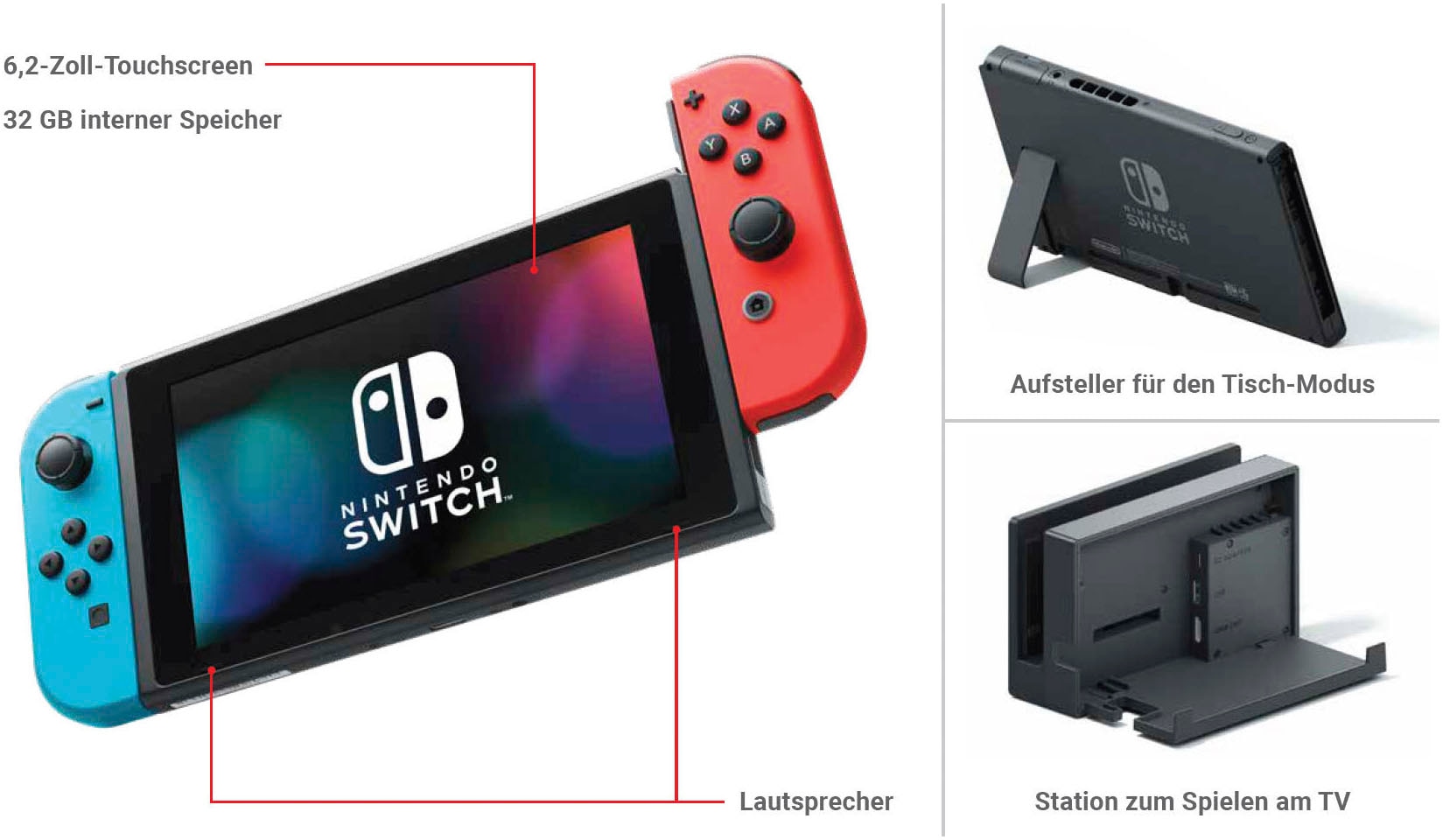 Nintendo Switch Konsolen-Set »Switch + Pokemon-Legenden: Z-A« 32 GB Switch r/b neon + Pokemon-Legenden: Z-A
