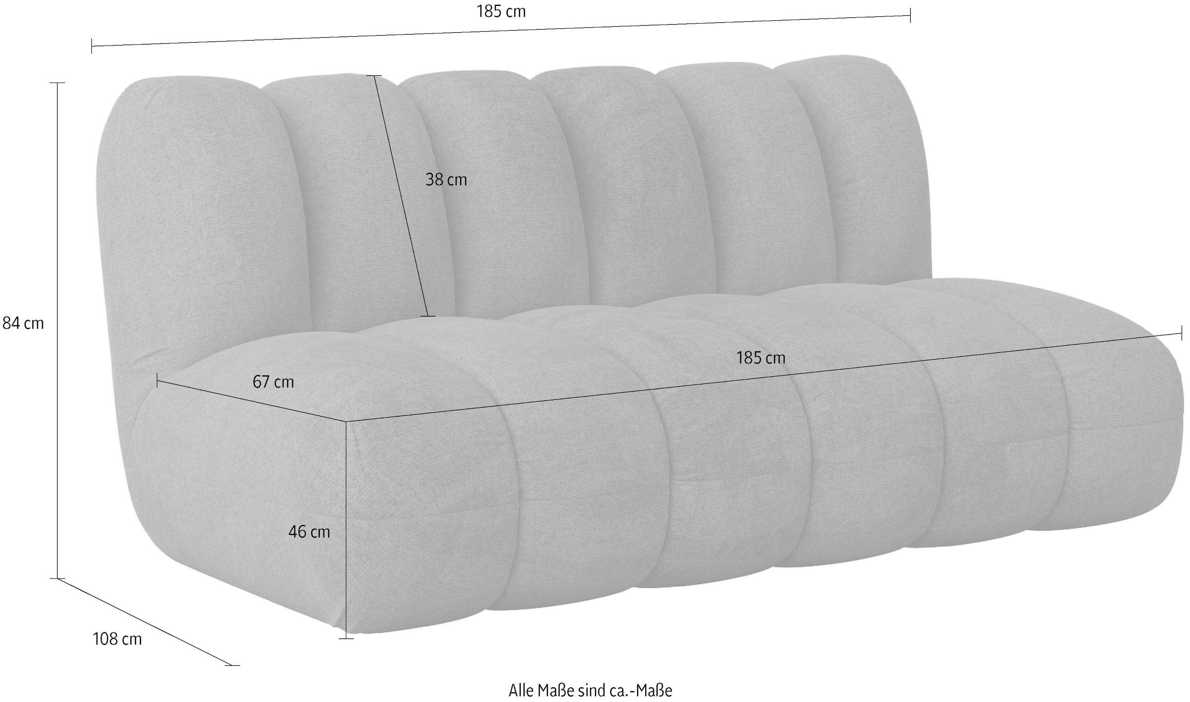 LeGer Home by Lena Gercke 2,5-Sitzer »Priya Designersofa, moderne Steppung, auch in Bouclé«, gemütlich und modern, B/T/H: 185/108/84 cm