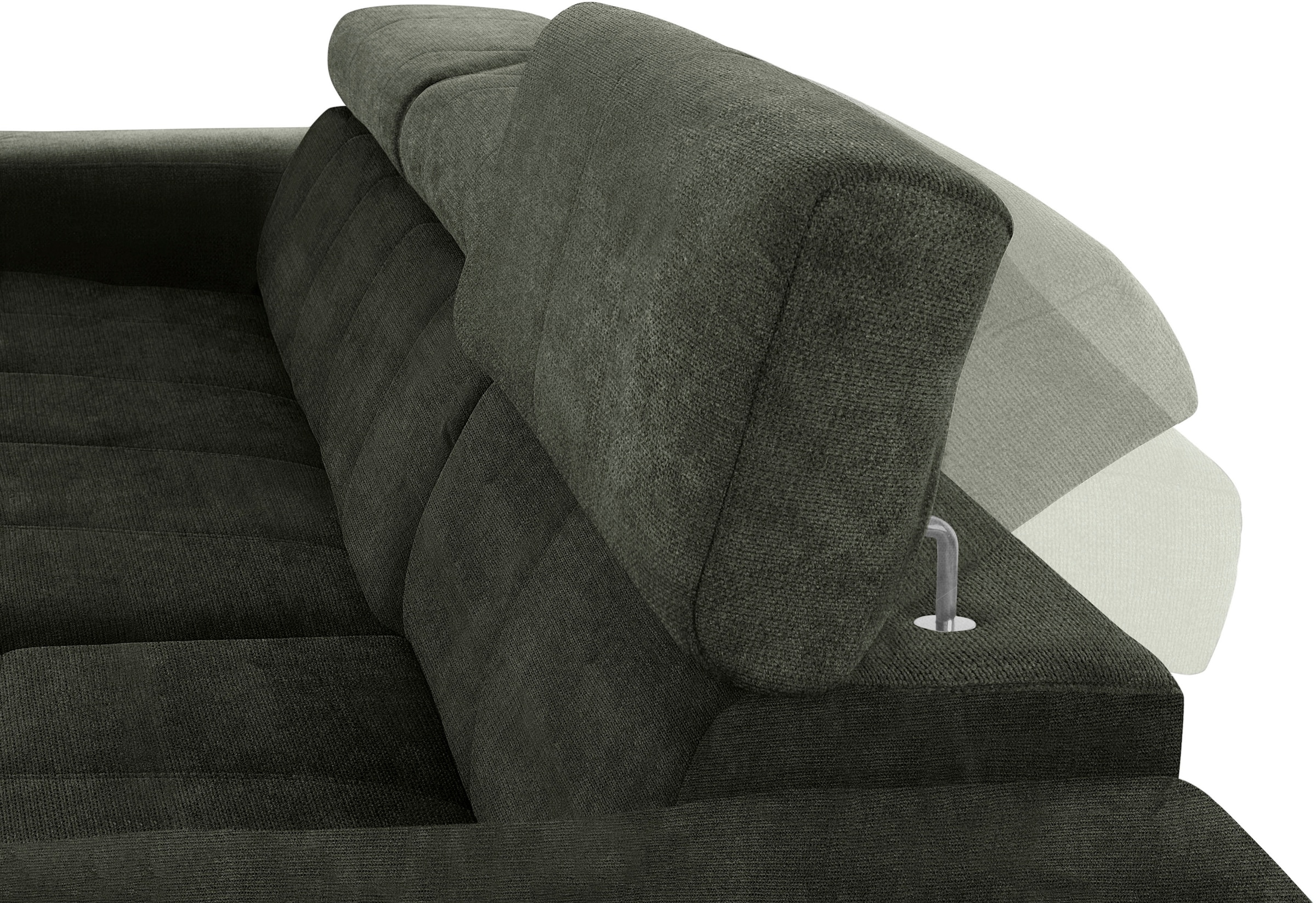 DOMO collection Ecksofa »Brandon große Ausführung B/T/H: 289/177/80 cm, auch in Leder und Cord«, mit Kopfteilverstellung, wahlweise Sitztiefenverstellung, L-Form