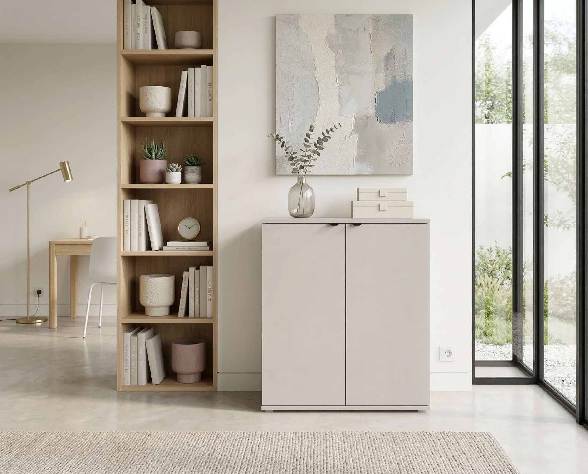 OTTO home Kommode »THALIAANA Sideboard mit 2 Türen, modernes Design, Breite 60 cm« Schrank in 3 Farben erhältlich, schwarze Metallgriffe, viel Stauraum