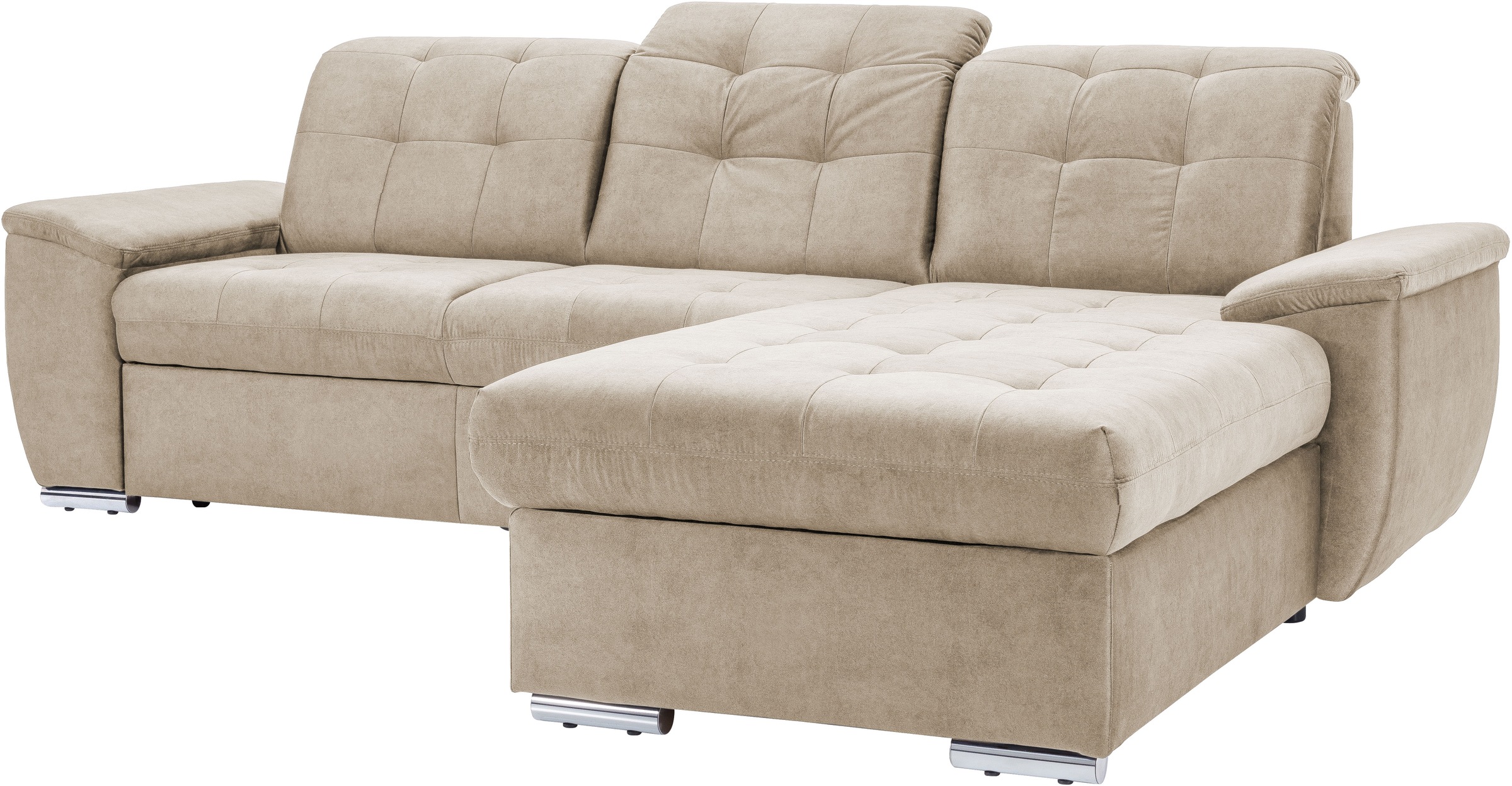 exxpo - sofa fashion Ecksofa »Derby Inkl. Kopfteilverstellung, wahlw. Bett & Bettkasten, L-Form«, EXTRA an Komfort zum Relaxen, Entspannen und Wohlfühlen