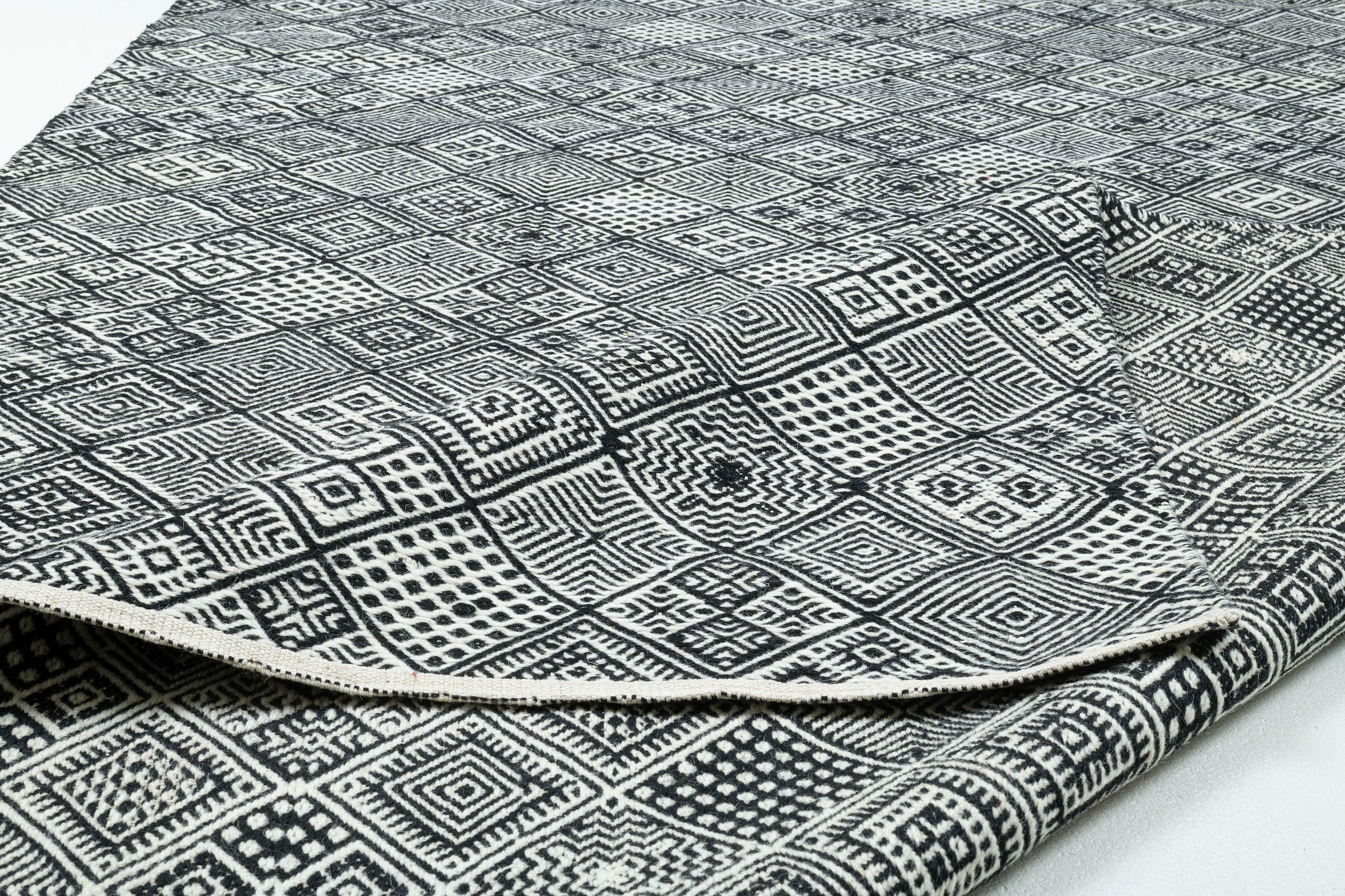 Design, Handweb rechteckig, Muster THEKO »Molde handgewebt, reine Teppich, Rauten OTTO Wollteppich bei - 14005«, Wolle, Scandi