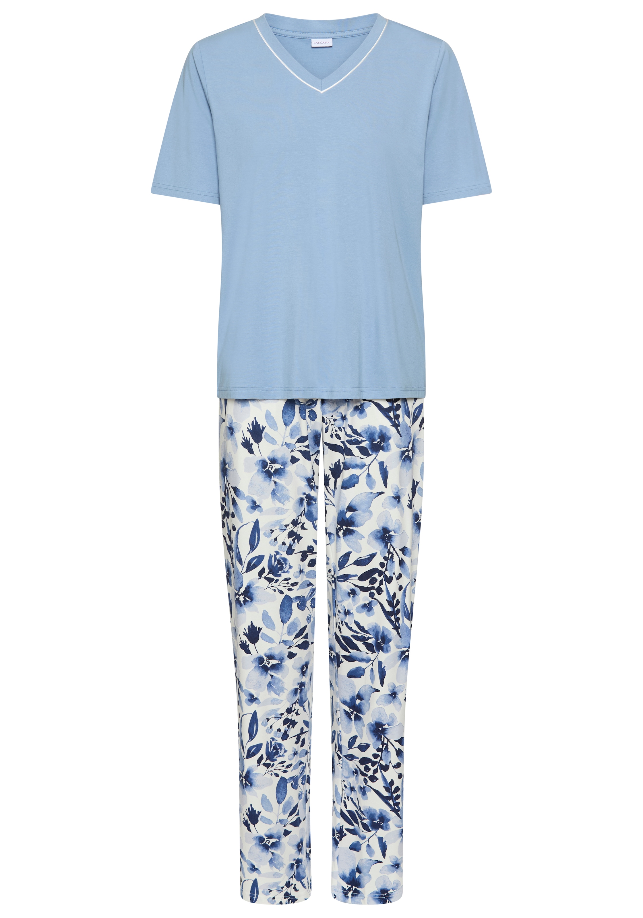 LASCANA Pyjama Set, 2 mit bedruckter Hose