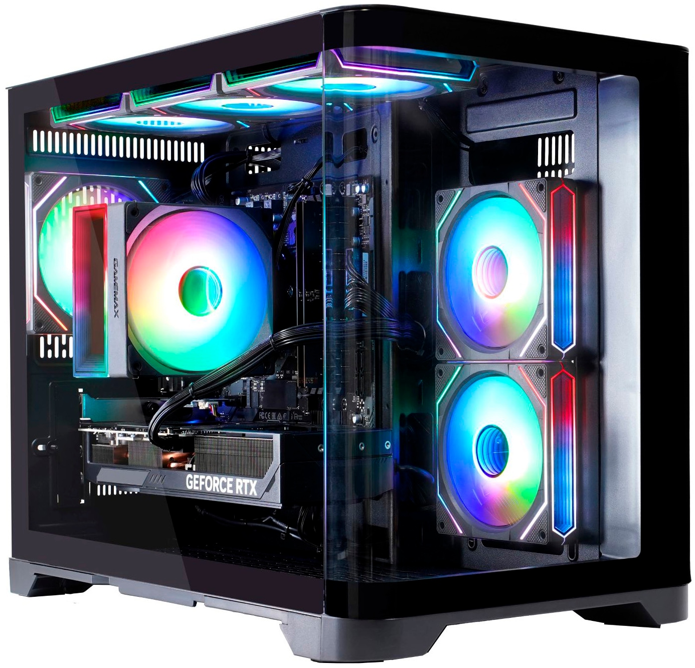 GAMEMAX Gaming-PC-Komplettsystem »MegaDeal HYPE-M BK 2869 AMD Ryzen 7 5700X 16GB 1TB SSD RTX 5060« 32 ″ AMD Ryzen 7 GeForce RTX 5060 16 GB RAM 1.000 GB SSD Windows 11 + MSI MAG 32C6X Curved Monitor 80cm (32")