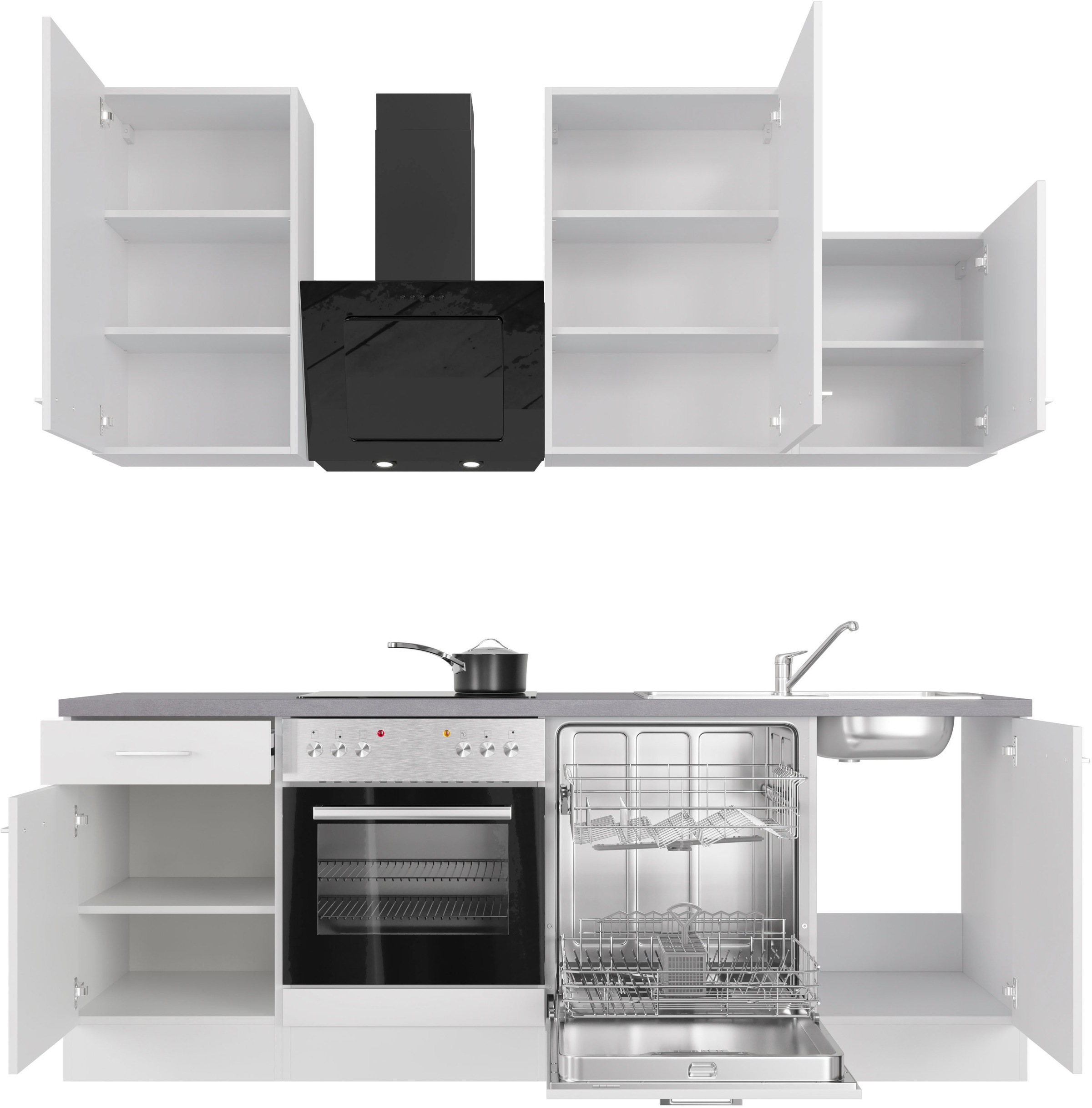 Flex-Well Küchenzeile »Kopenhagen« mit E-Geräten, Breite 220 cm, in vielen Farbvarianten erhältlich