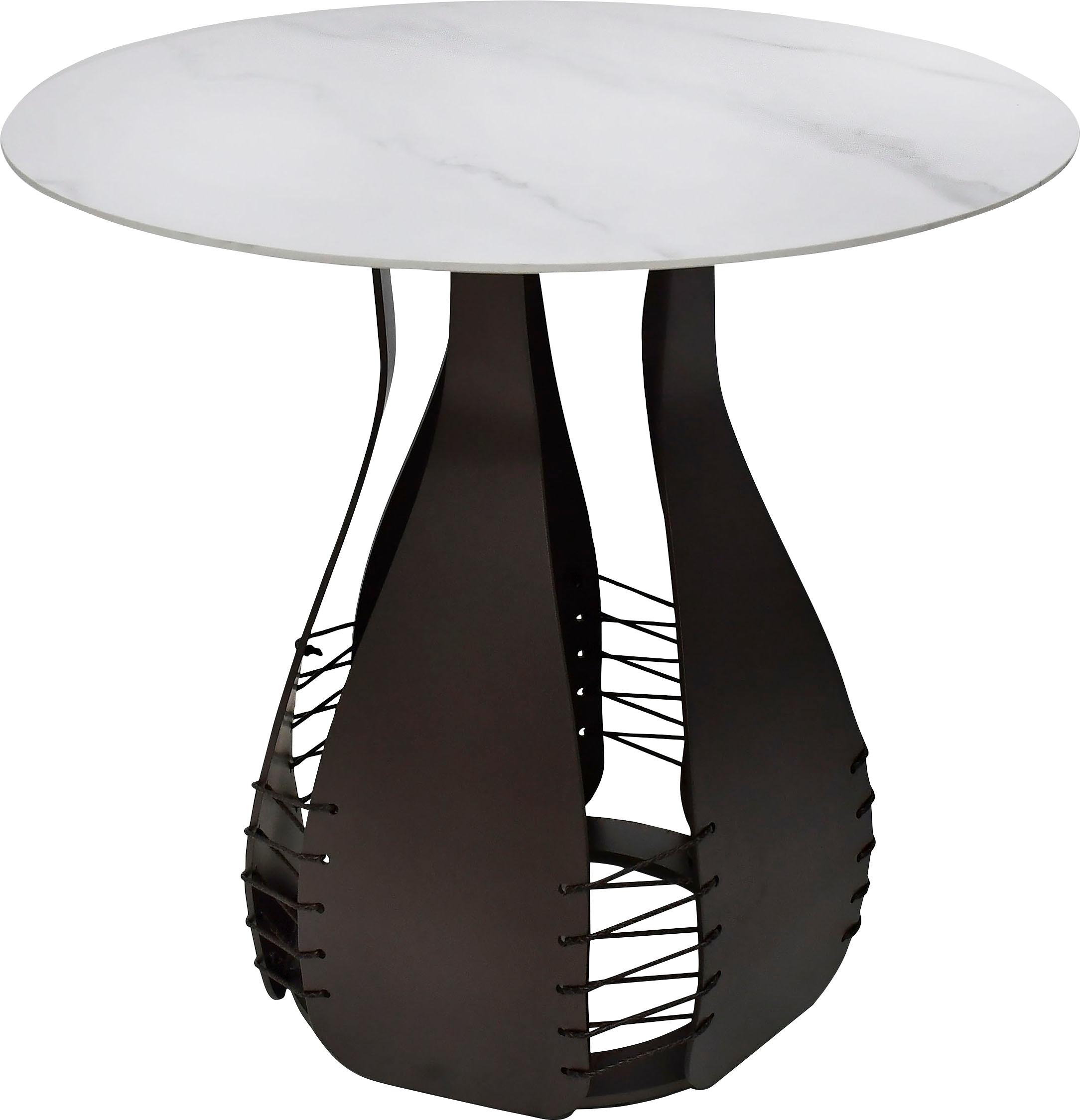 Leonique Beistelltisch »Indiana«, Beistelltisch, rund, bronzefarbene Beine, Keramik, Marmoroptik, 60x55