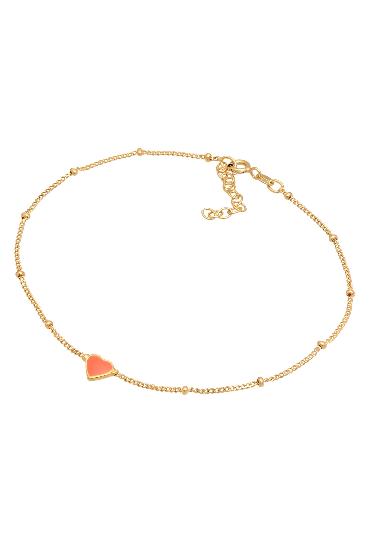 Elli Fußkette »Fußschmuck Kugelkette Herz Emaille 925 Silber«