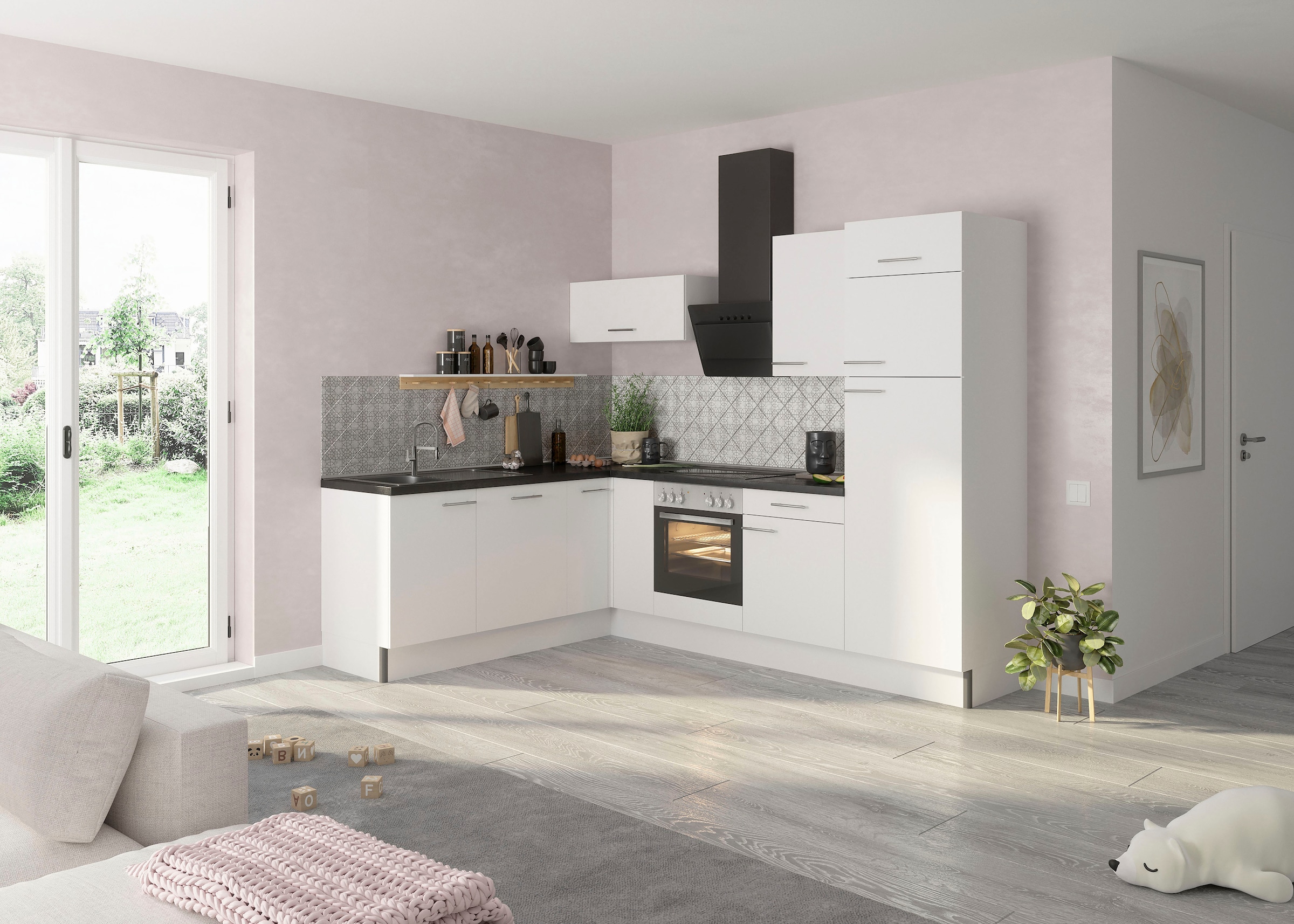 OPTIFIT Küche »Klara«, 200 x 270 cm breit, wahlweise mit E-Geräten bei OTTO | Herdumbauschränke
