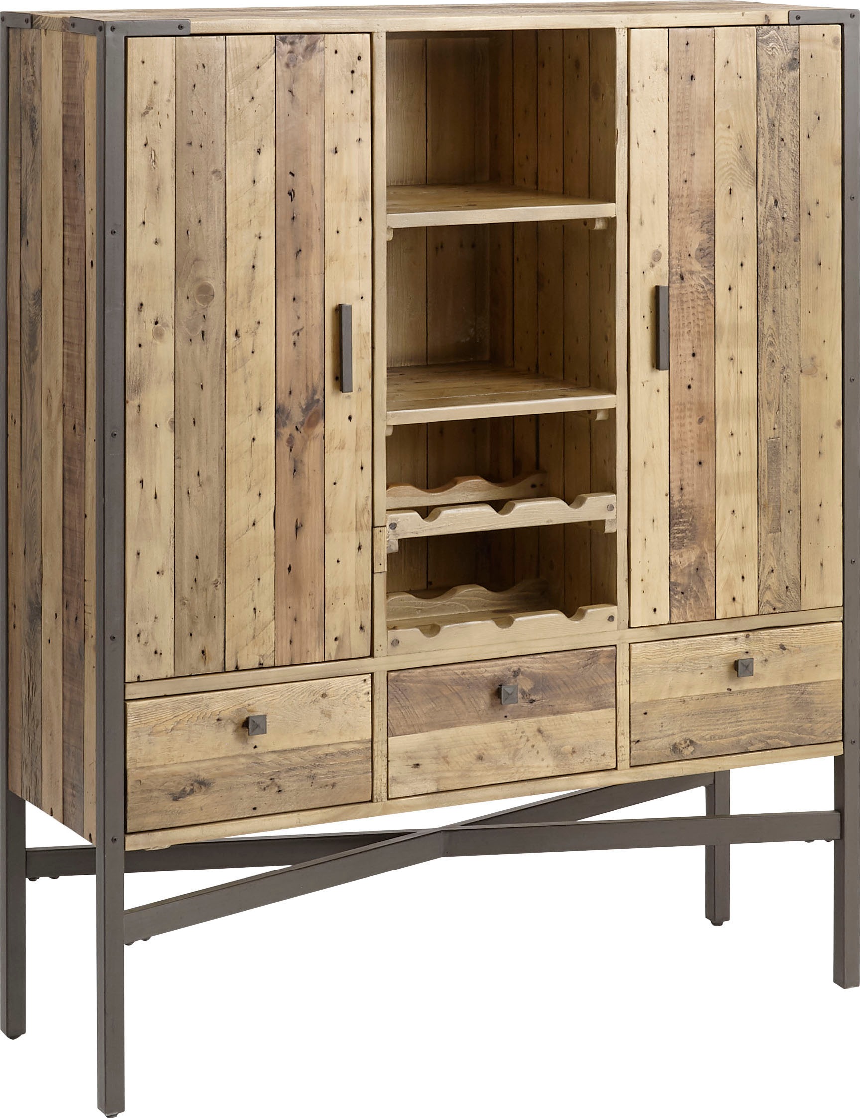 Premium collection by Home affaire Highboard »Itama«, mit Hohen Füßen, aus recyceltem Pinienholz