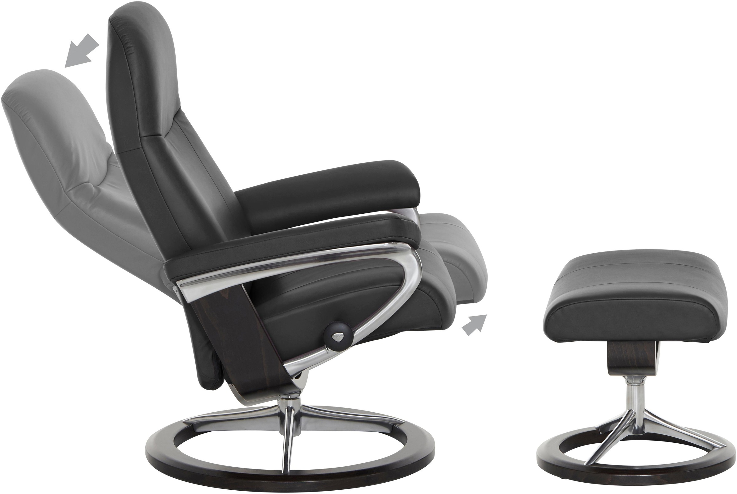 Stressless® Relaxsessel »Garda«, (Set, Relaxsessel mit Hocker), mit Hocker, mit Signature Base, Größe M, Gestell Wenge