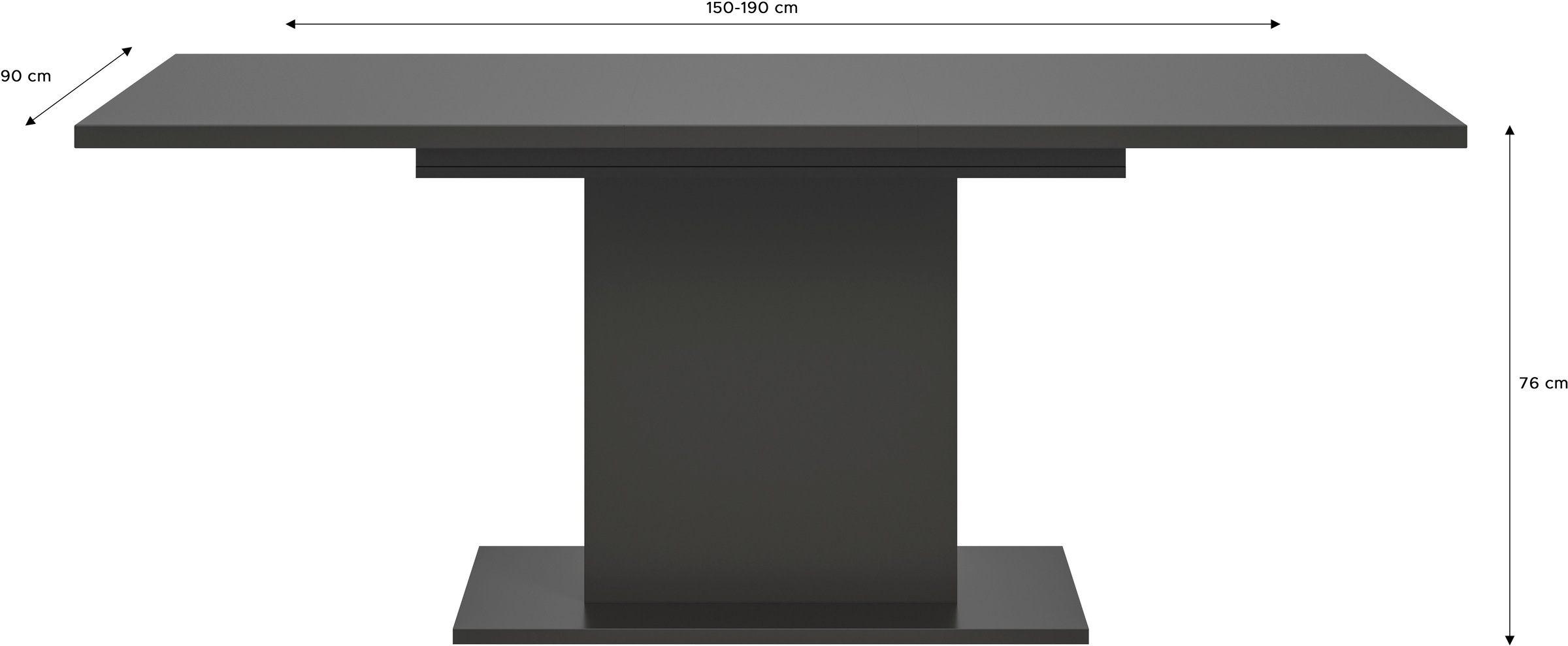 INOSIGN Esstisch »Motus, ausziehbar 150 -190 cm, inklusive 40 cm Einlegeplatte«, (Set, 1 St.), Säulengestell mit Bodenplatte, Tisch, Küchentisch, Esszimmer, Küche