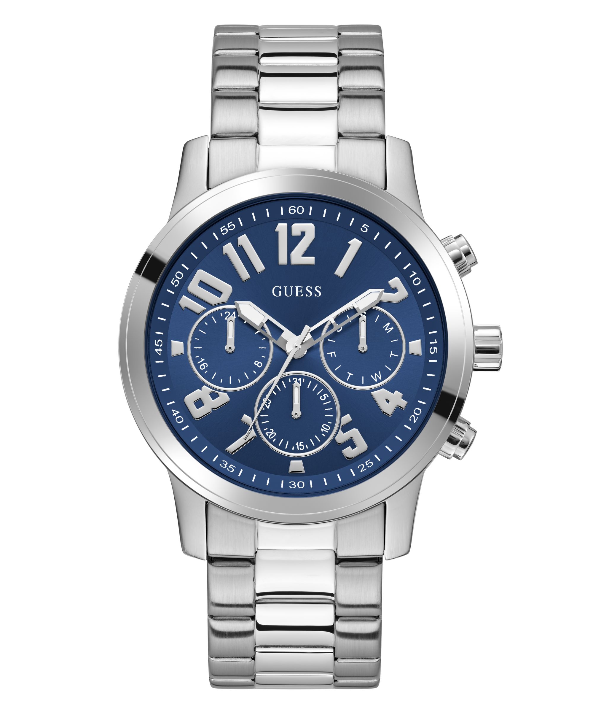 Guess Quarzuhr »PARKER« Armbanduhr, Herrenuhr, Edelstahlarmband, analog, Wochentag, Tag