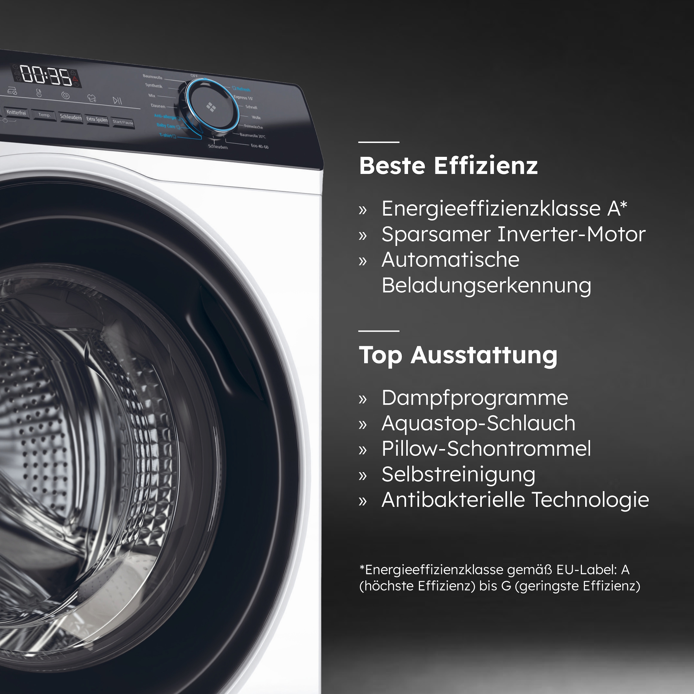 Haier Waschmaschine »HW81-NBP14939«, 8 kg, 1400 U/min, Das Hygiene-Plus: Selbstreinigung & antibakterielle Technologie (ABT®)