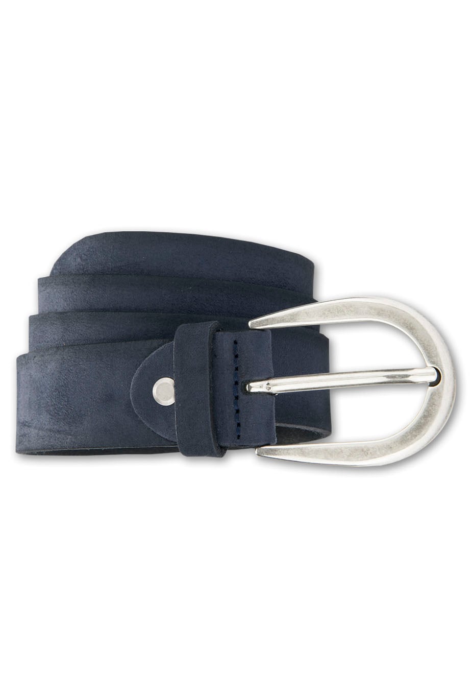 Bernd Götz Damen Ledergürtel mit mattsilberfarbener Dornschließe in blau, Größe 95