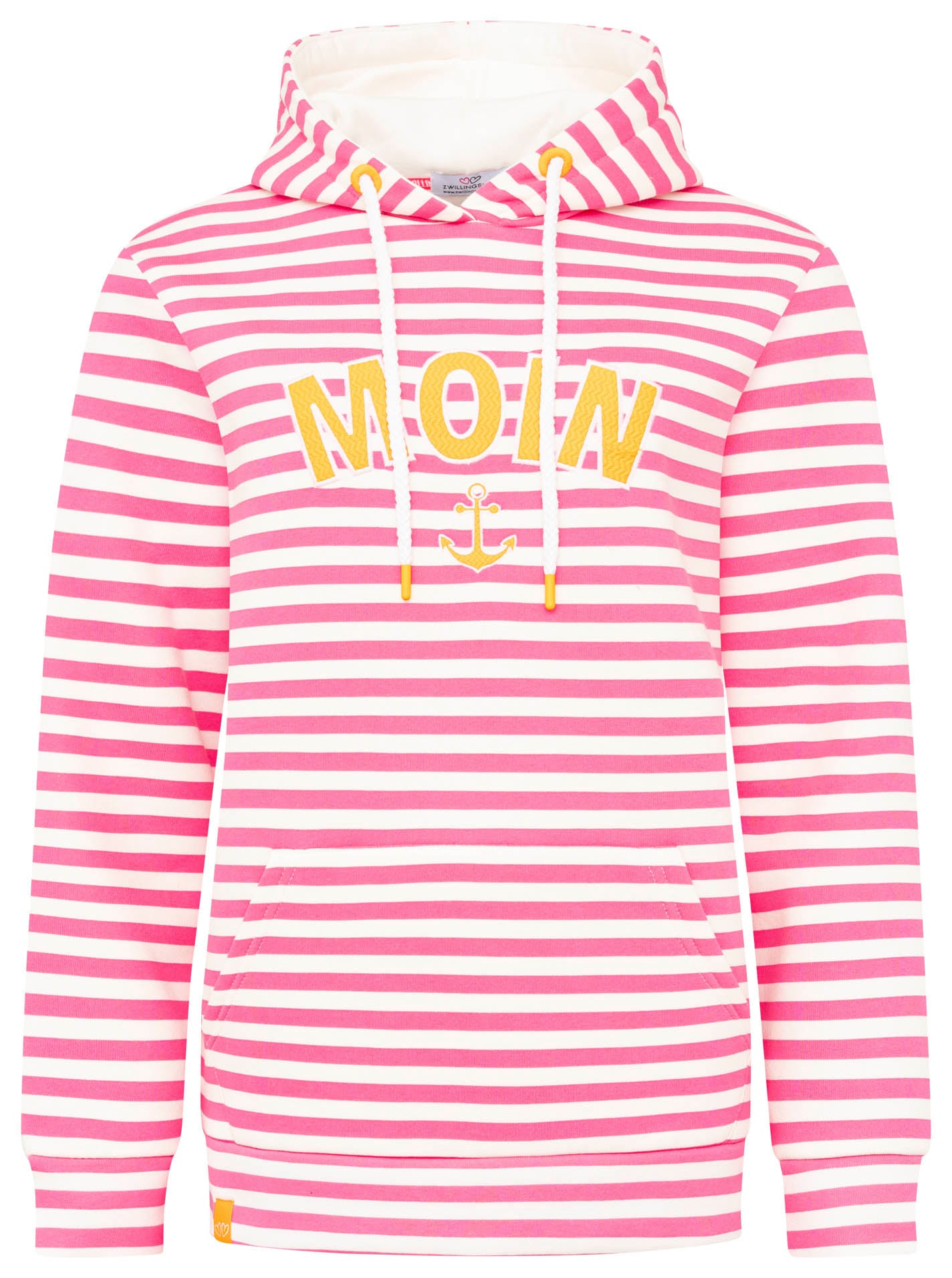 Zwillingsherz Kapuzensweatshirt »"Streifen Moin"«, gestreift, große "MOIN"- und Anker -Stickerei, Tasche vorne