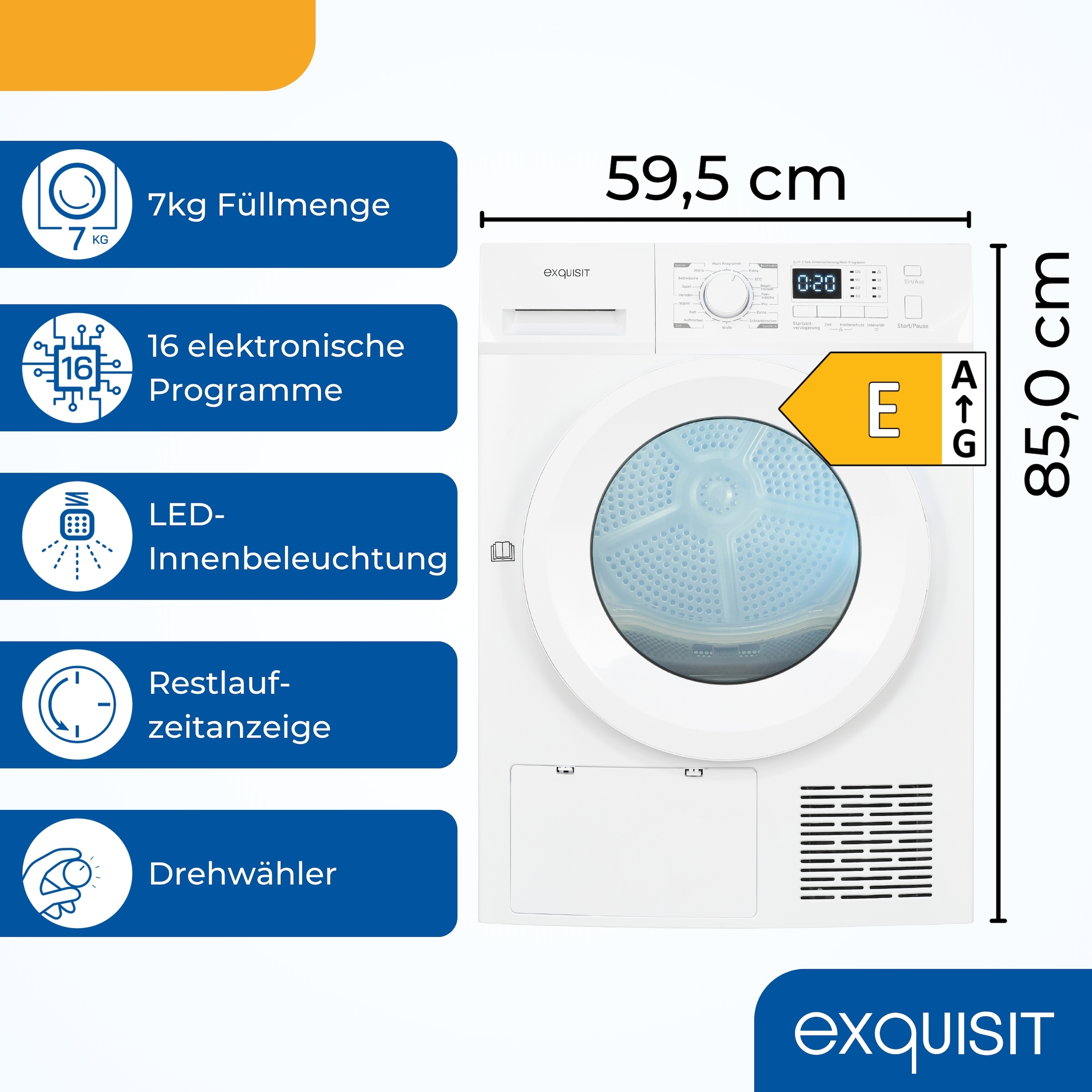 exquisit Wärmepumpentrockner »TWP701-030E weiss«