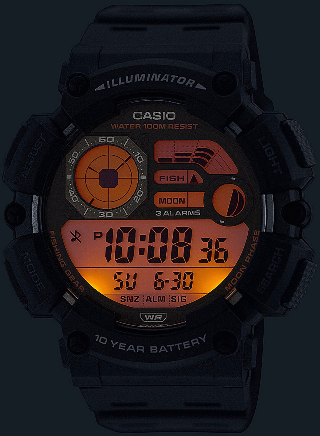 CASIO TIMELESS COLLECTION Chronograph, Quarzuhr, Armbanduhr, Herrenuhr, Digitaluhr, Resinarmband, Mondphase