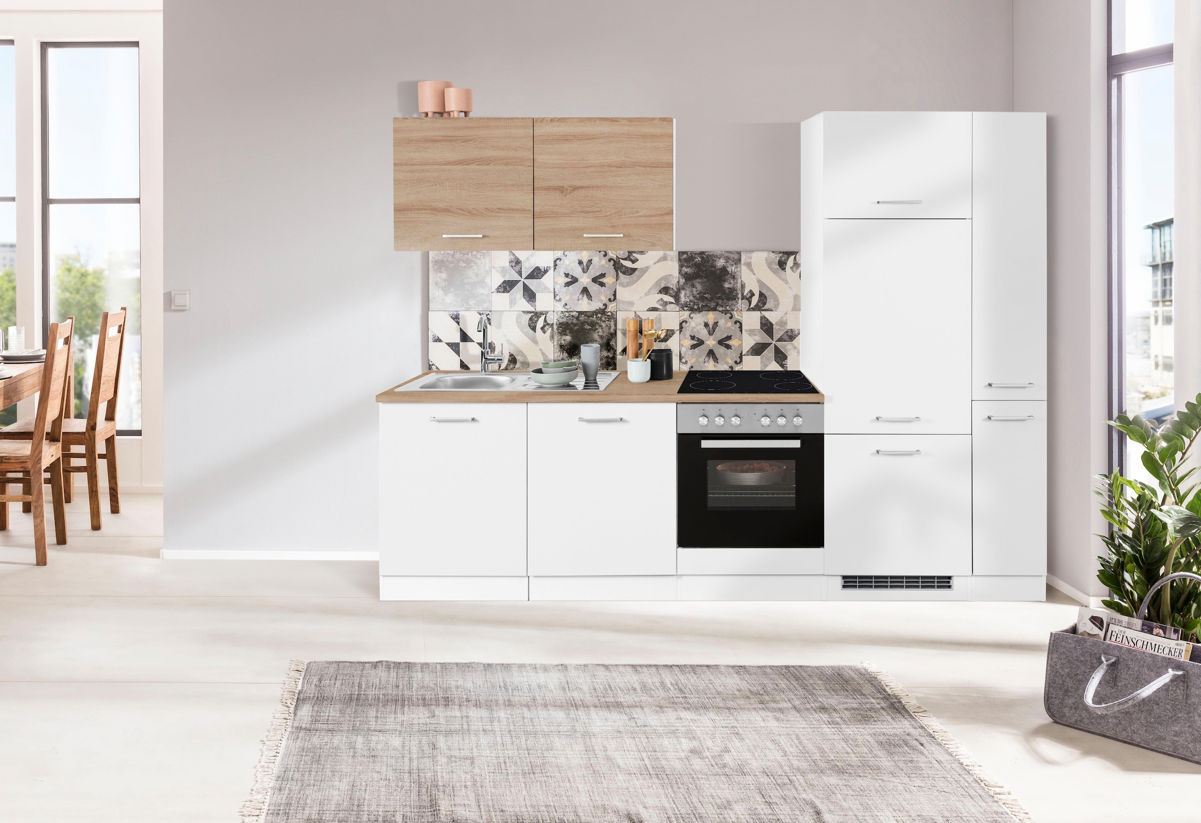 KOCHSTATION Küchenzeile »KS-Visby«, ohne E-Geräte, Breite 270 cm für Kühlschrank