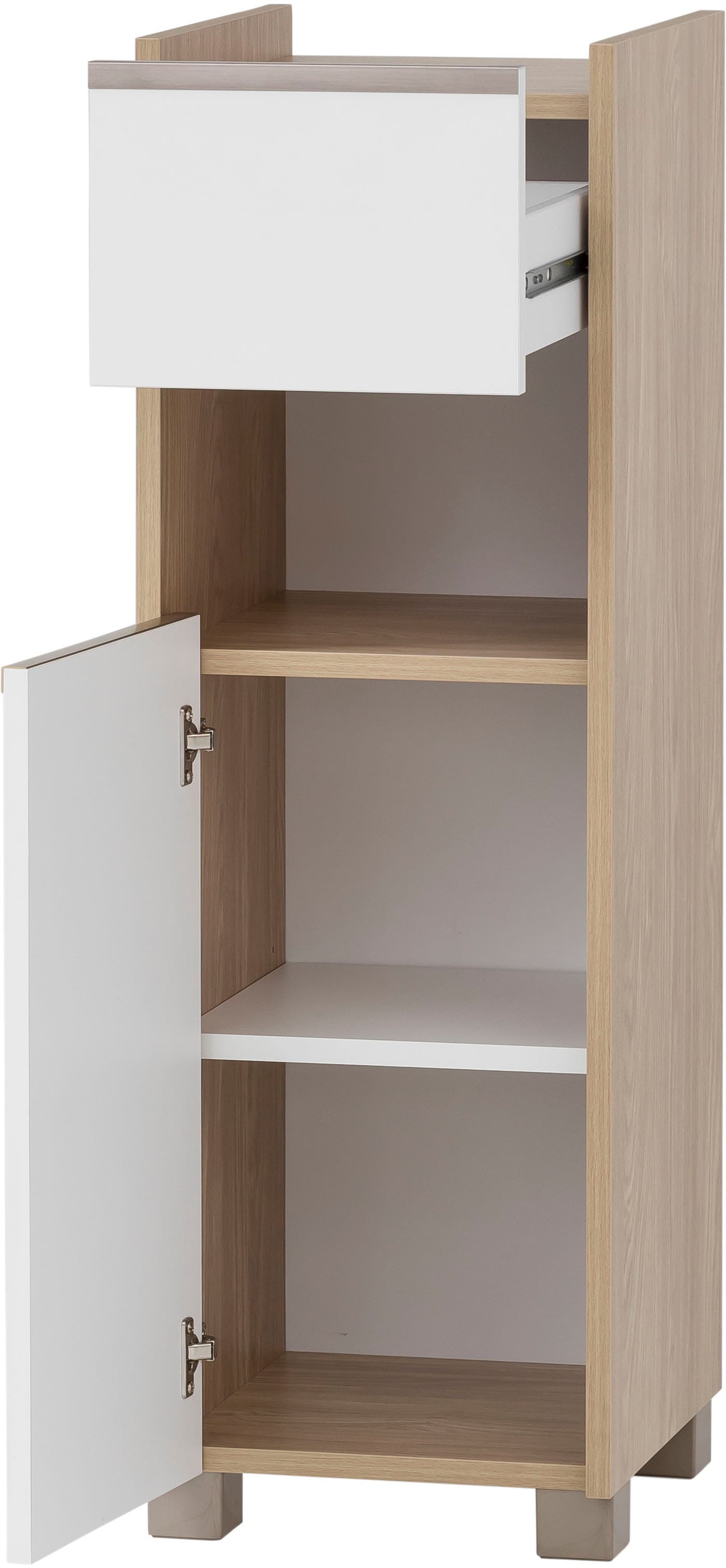 welltime Unterschrank »Juba Breite 30,2 cm« Eiche Hell Dekor mit fühlbarer Holzstruktur, Beschläge aus Metall