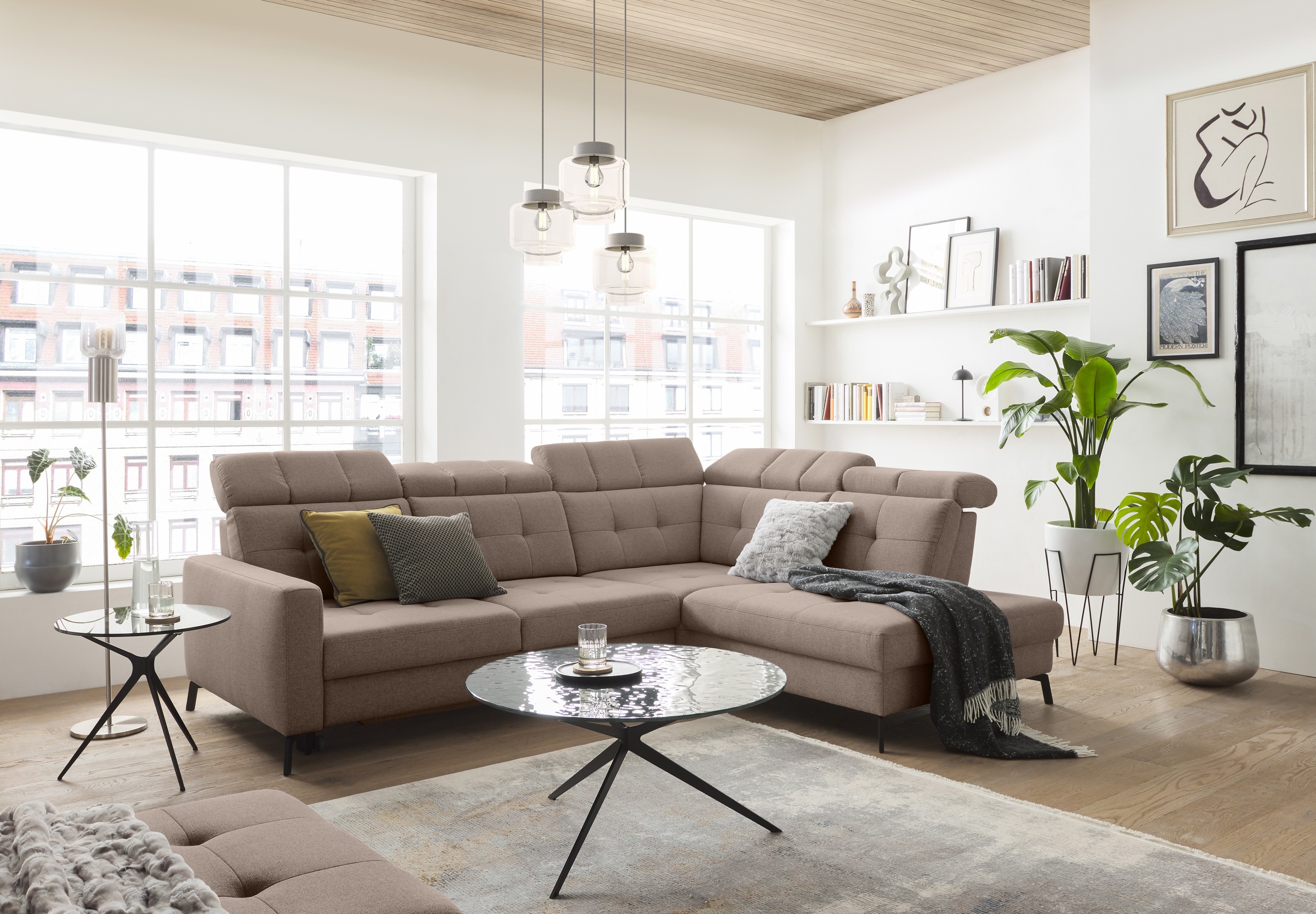 Musterring Ecksofa »MR 4615«, mit Kopf- und Rückenverstellung, Metallfuß schwarz, Maße 272 x 214 cm