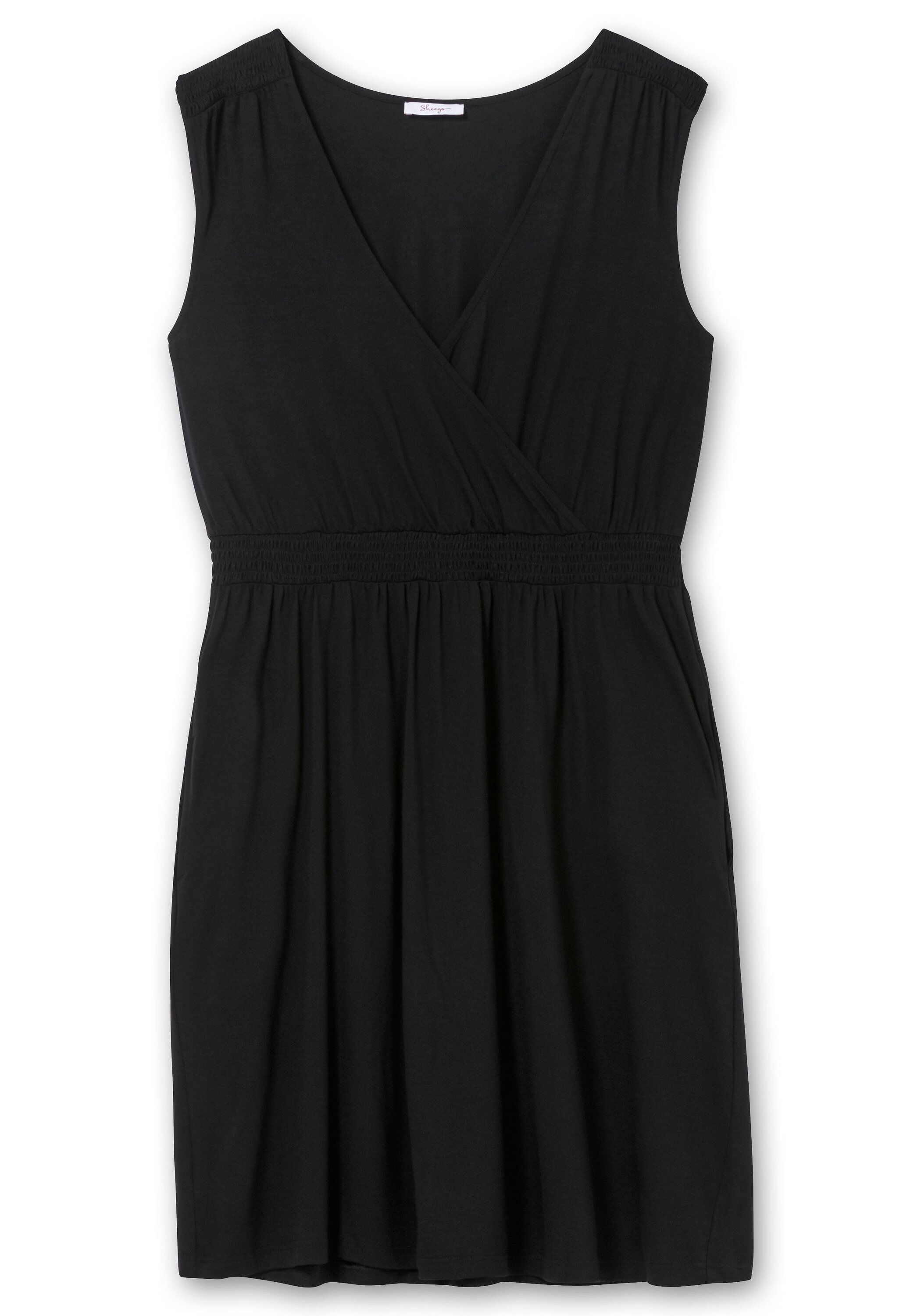 Sheego Jerseykleid »Kleid in Wickeloptik mit gesmokten Details«