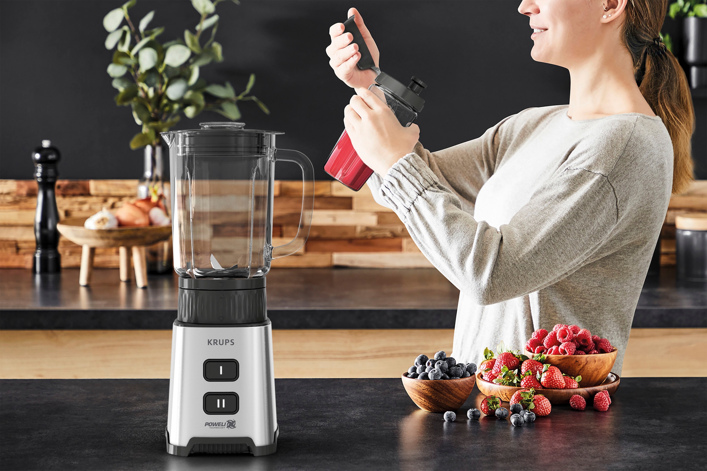 Krups Standmixer »KB17GD Pulseo«, 400 W, herausnehmbare Klingen, 2 Geschwindigkeiten, Textur-Kontrolle