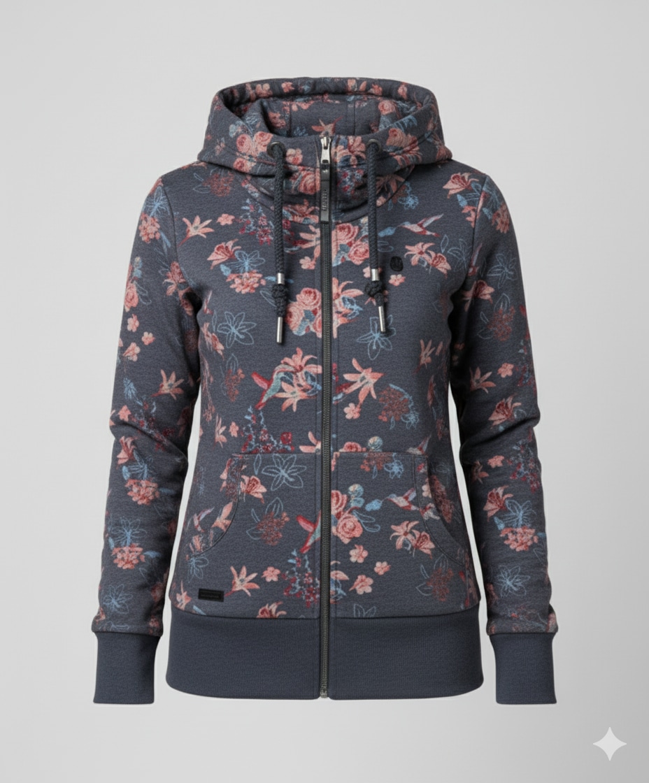Ragwear Sweatjacke »NESKA ZIP FLOWERS O« mit extra breiten Bündchen